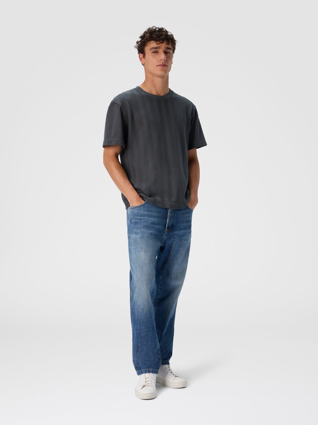 Crew Neck T-Shirt in Cotton-Viscose Raschel - 2