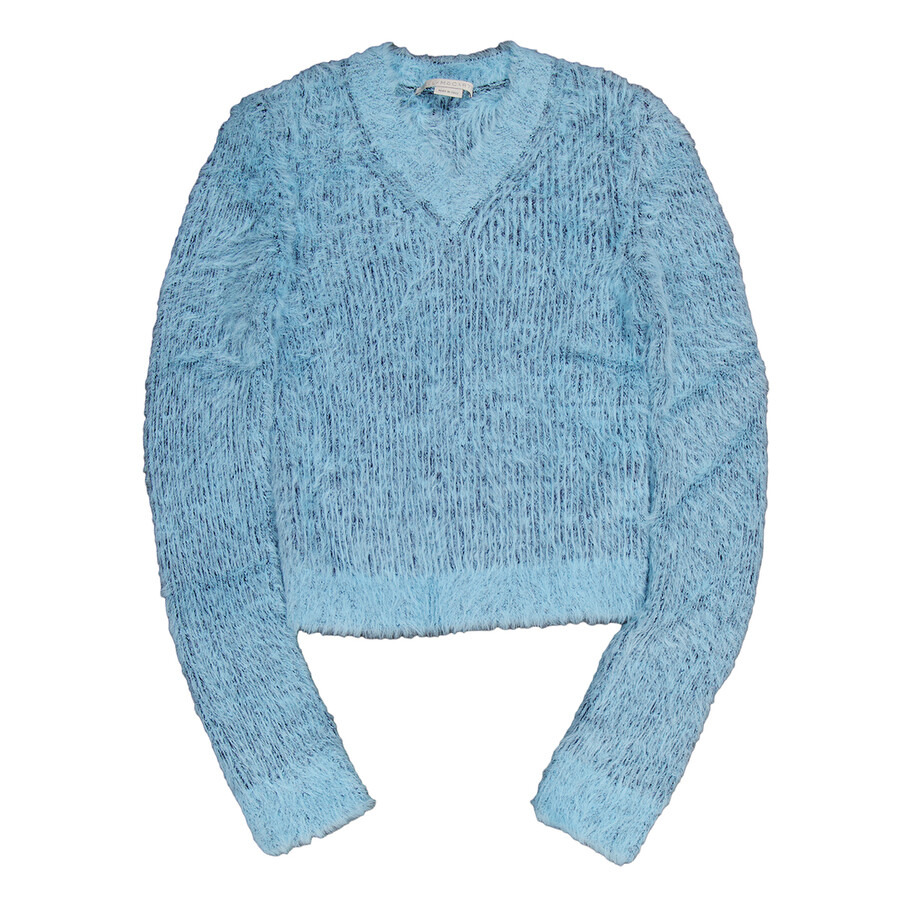 Stella McCartney Ladies Blue Brushed-Effect Ribbed-Knit Jumper - 5