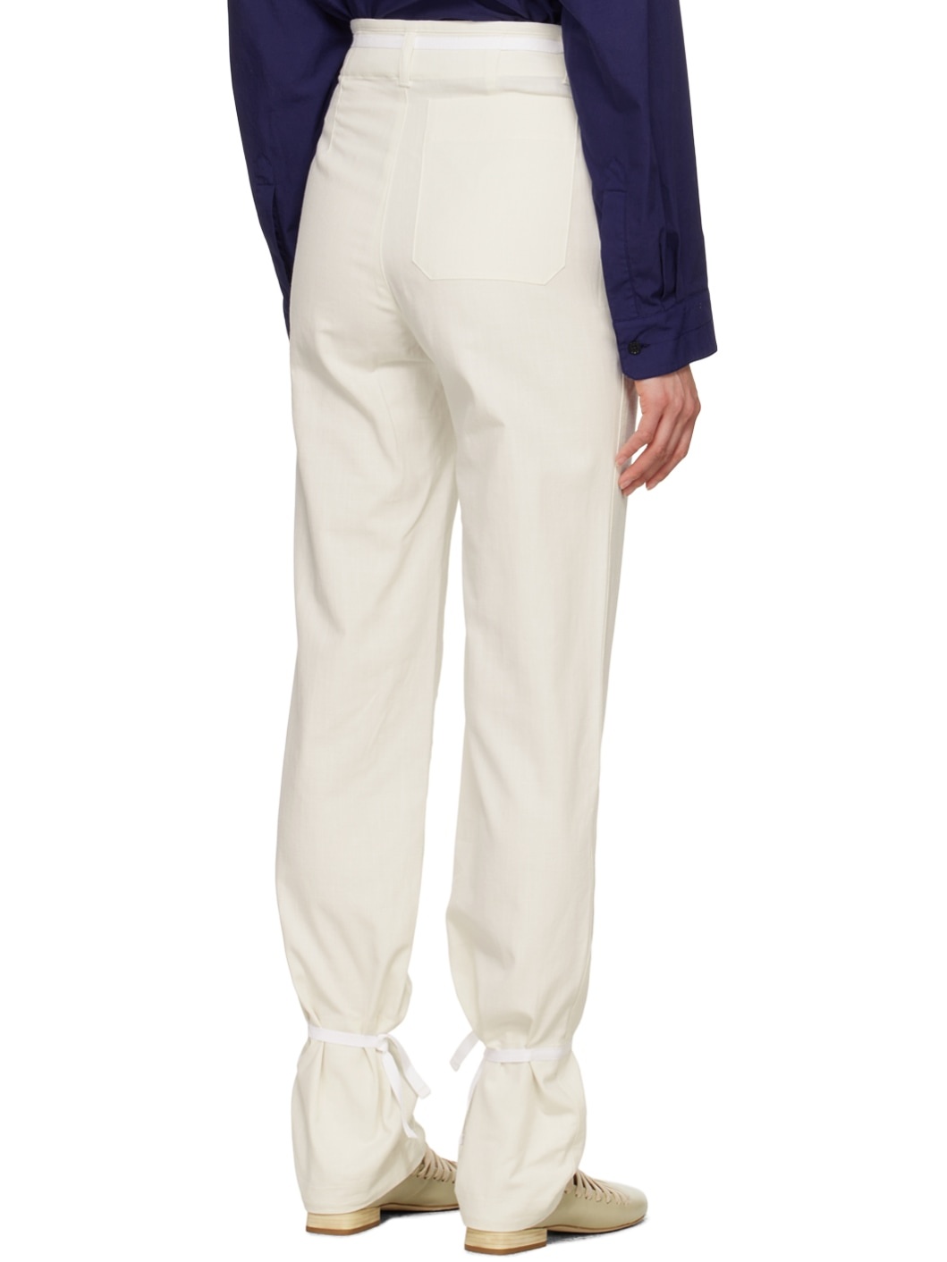 White Straight Trousers - 3