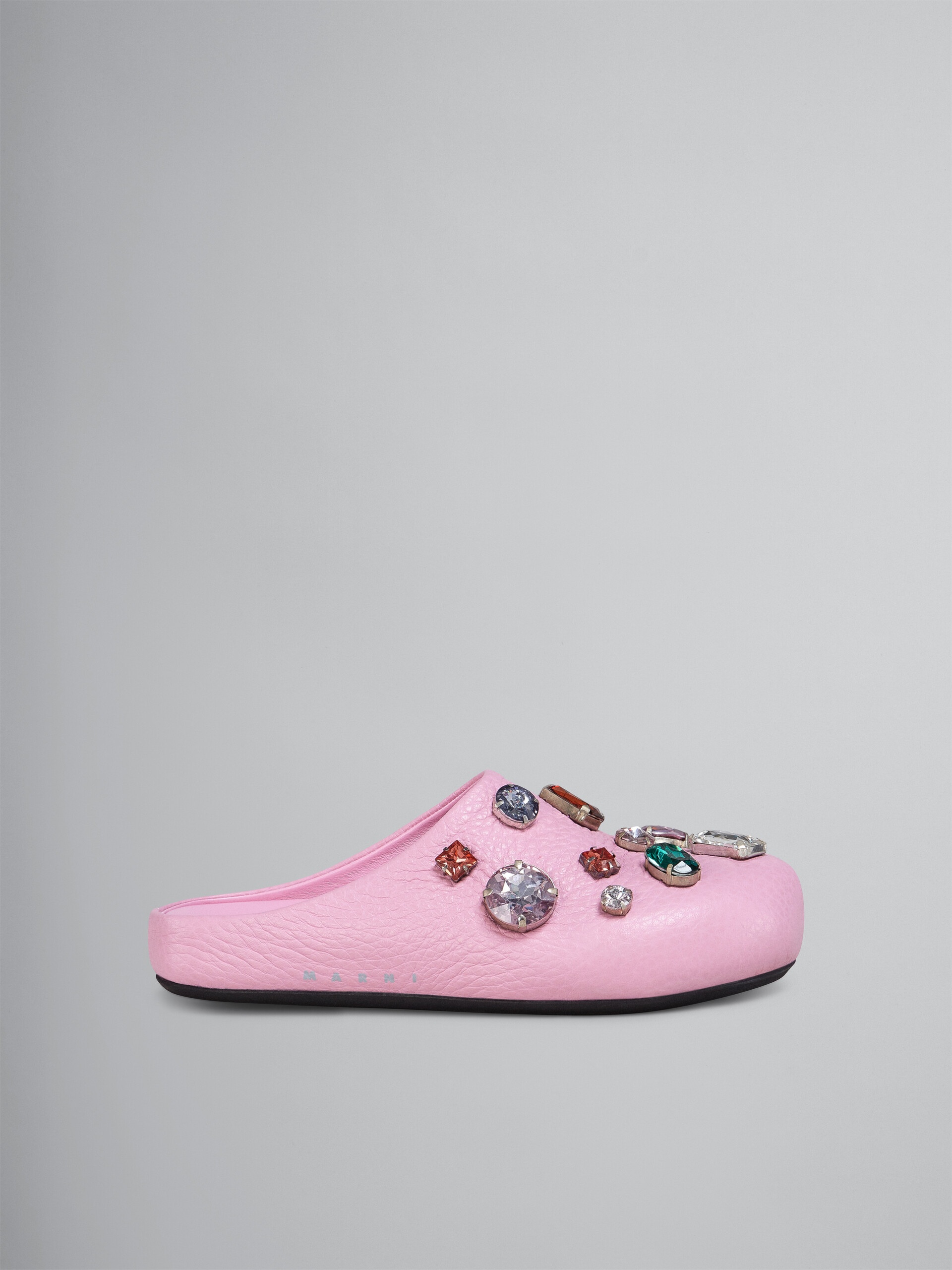 PINK LEATHER FUSSBETT SABOT WITH GLASS BEADS - 1