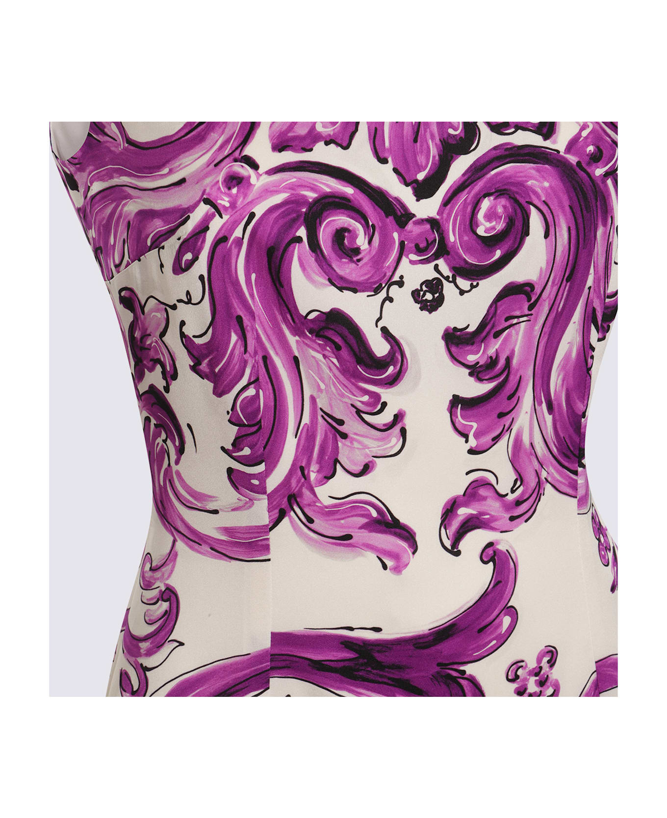 White And Purple Silk Dress - 3
