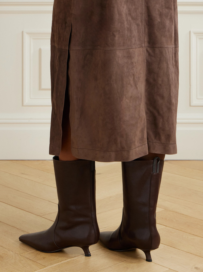 Brunello Cucinelli Bead-embellished Leather Ankle Boots outlook