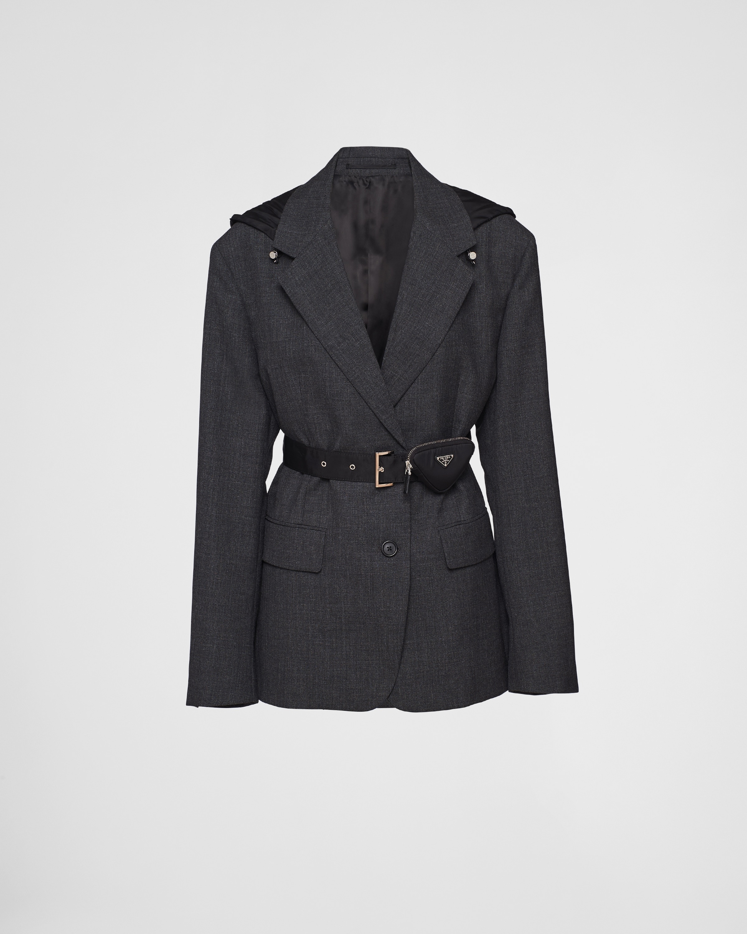 【プラダ・PRADA】Single-breasted double wool caban jacket Prada Single-breasted double wool caban jacket | REVERSIBLE