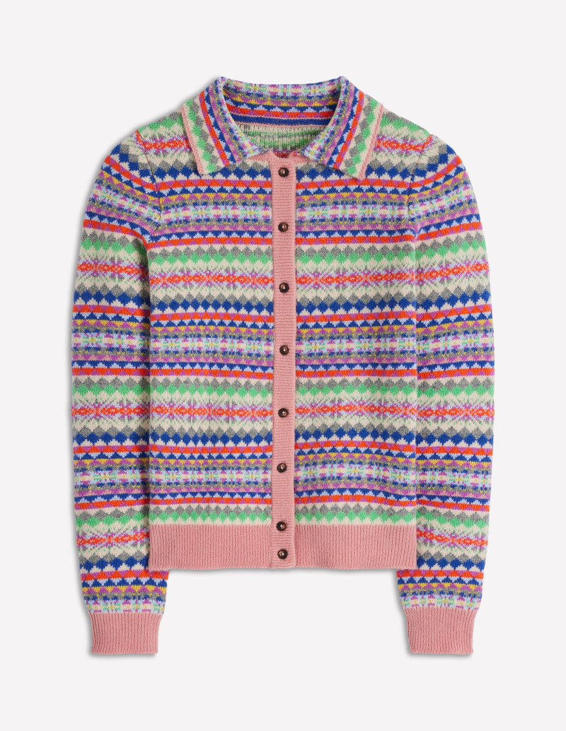 Edie Fair Isle Knitted Shirt-Pink Heritage Fair Isle 7