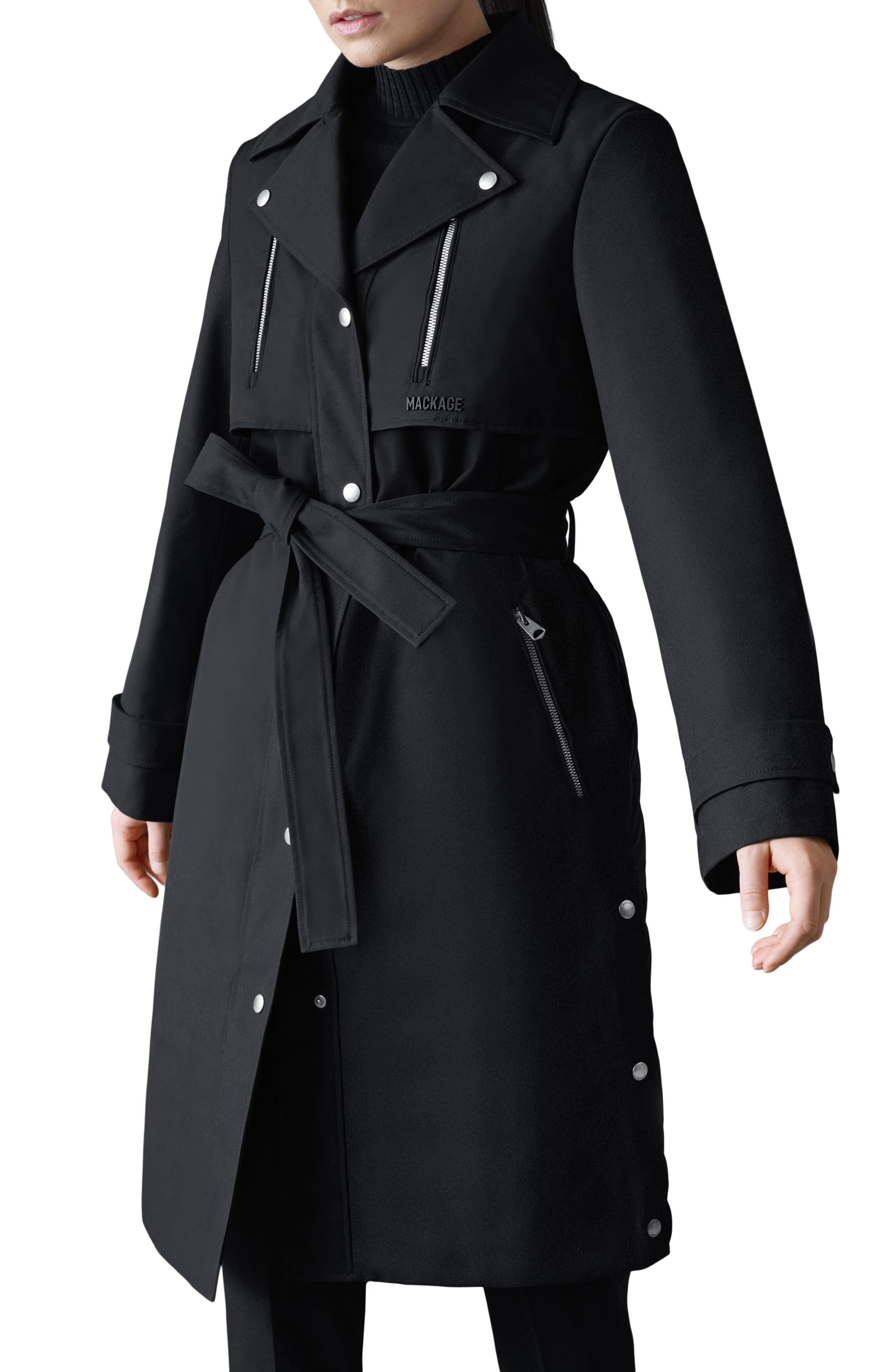 Mackage Siobhan Down Trench Coat with Removable Bib in Black at Nordstrom - 6