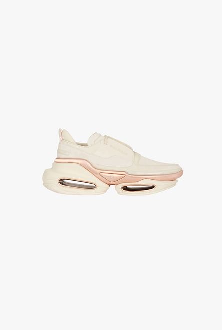 White and pink leather and suede B-Bold low-top sneakers - 1