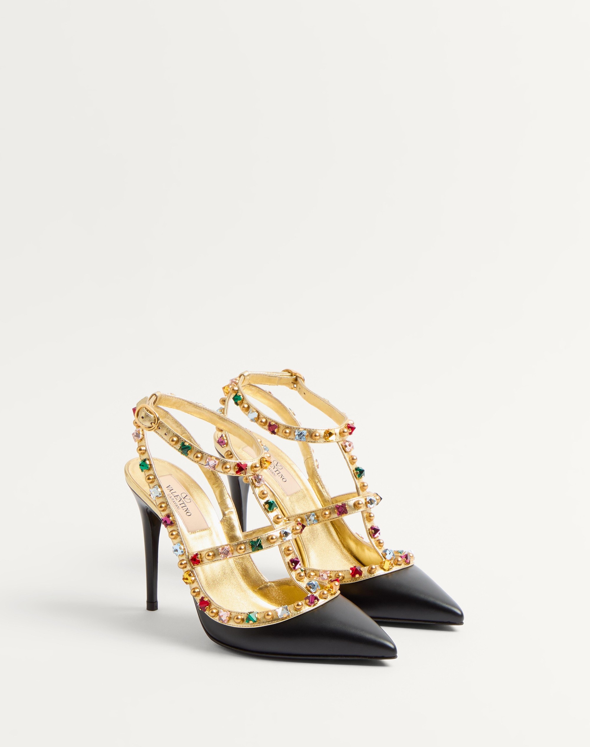 ROCKSTUD CALFSKIN PUMPS WITH CABOCHON AND 100MM CRYSTALS - 3