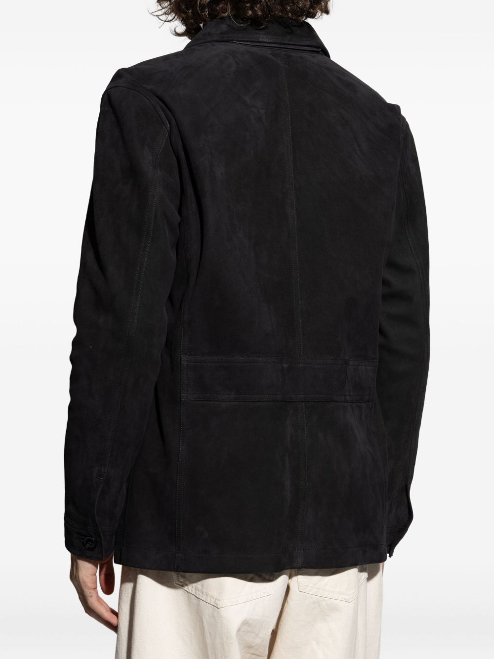 flap-pocket suede jacket - 4