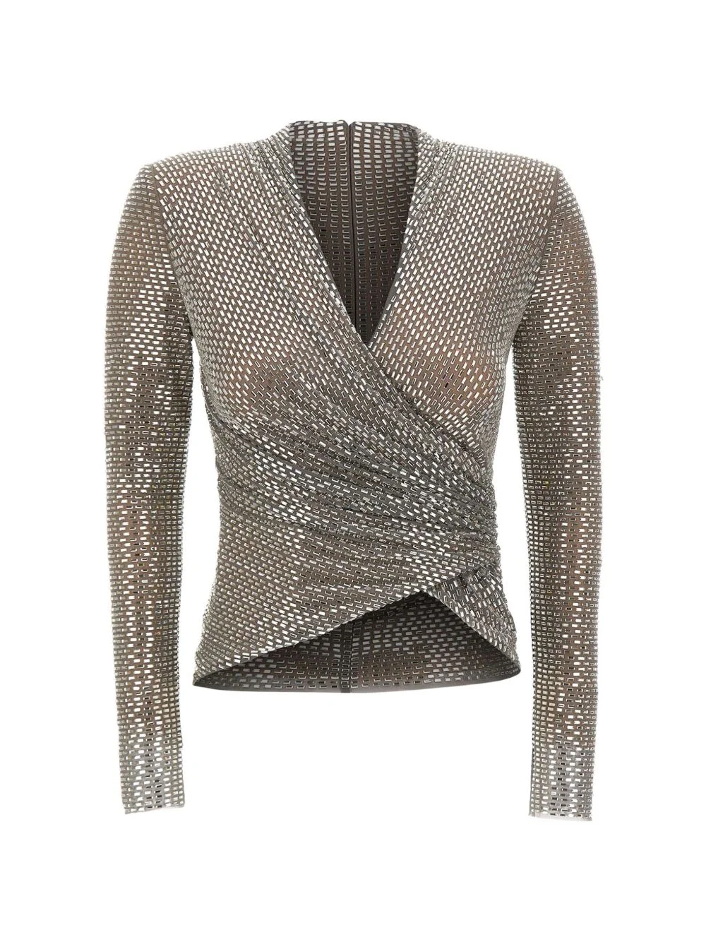 grey rhinestone mesh wrap top - 1