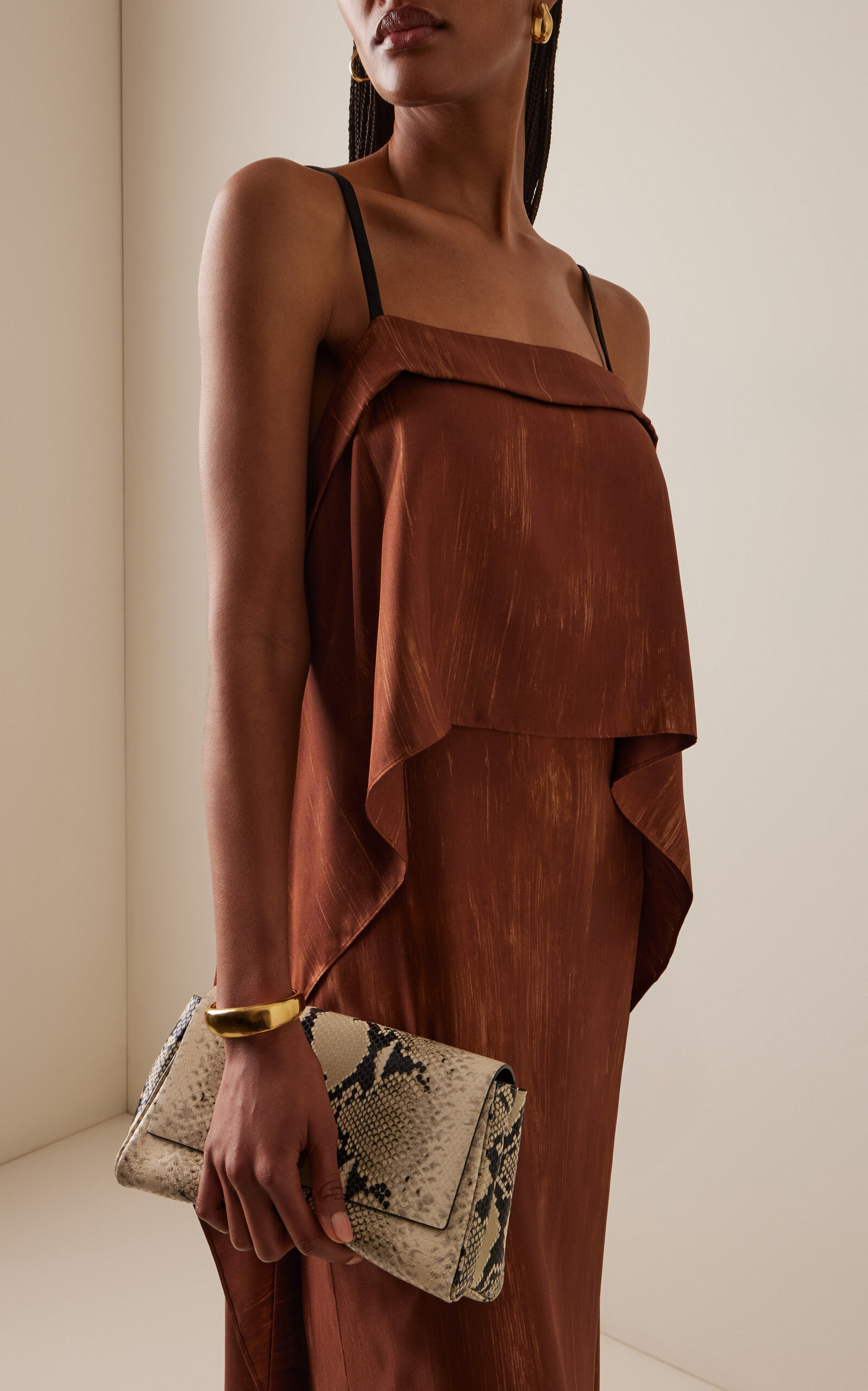 Wilma Double Printed Silk Dress brown - 2