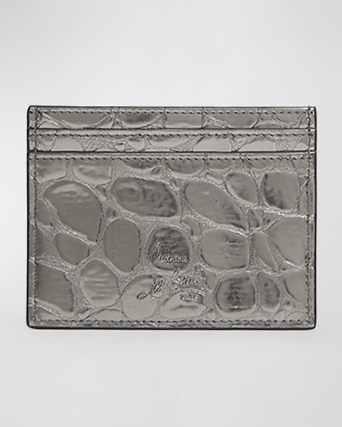 Loubi54 Card Holder in Croc-Embossed Leather - 2