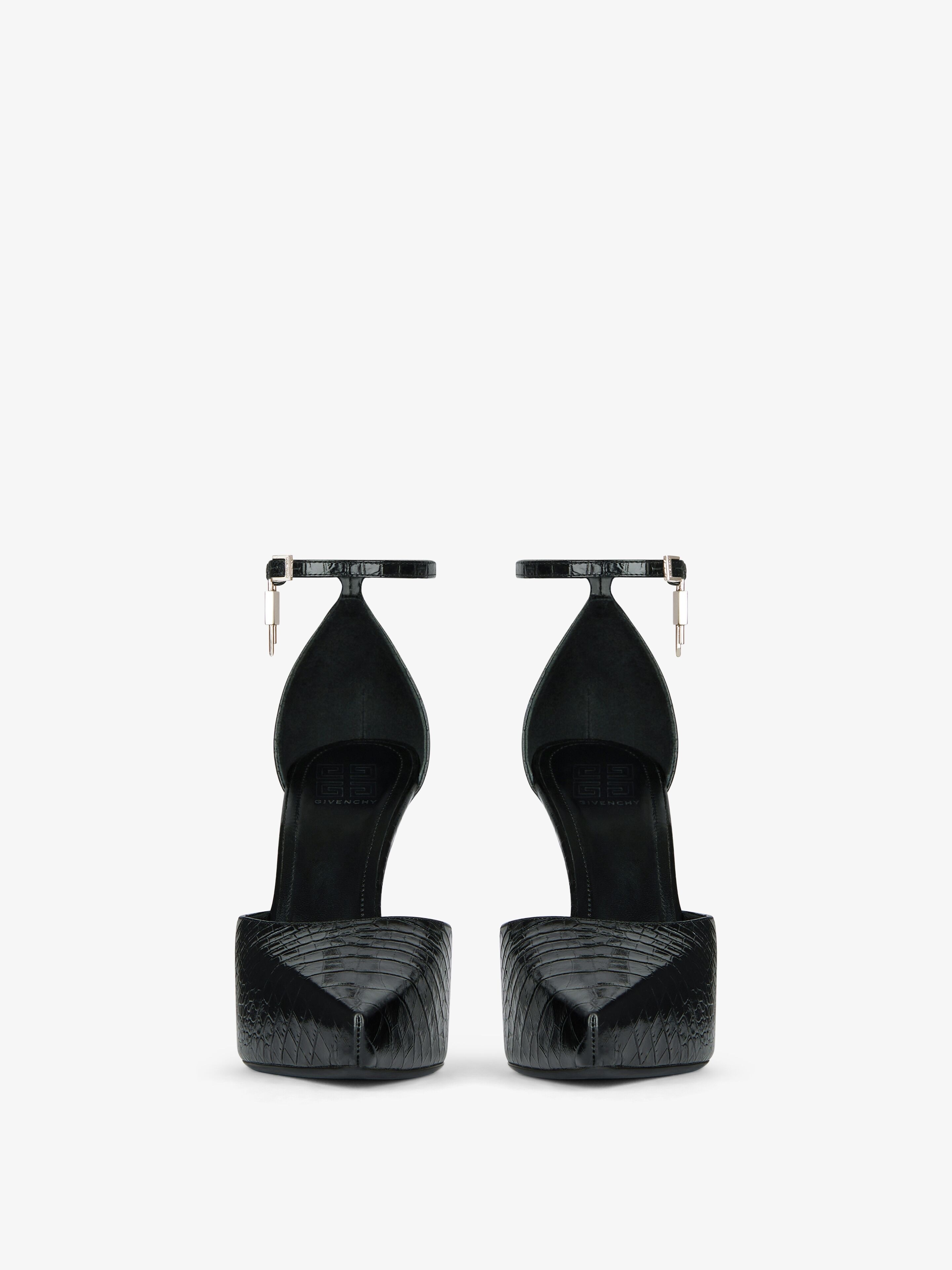 G-LOCK PLATFORM PUMPS IN CROCODILE EFFECT LEATHER - 3