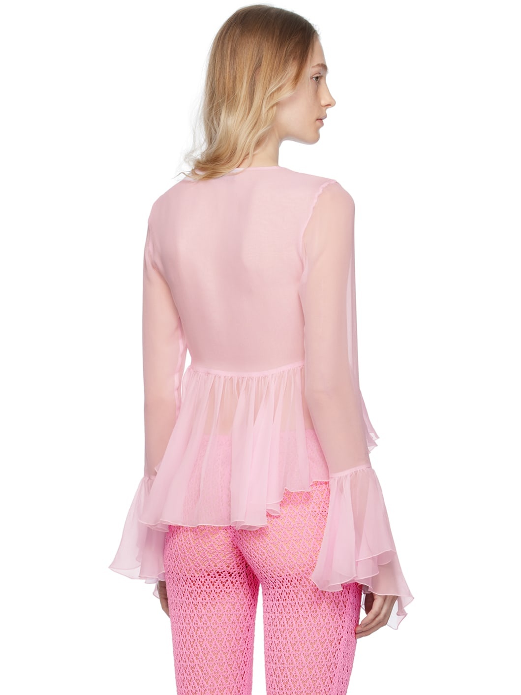 Pink Ruffled Blouse - 3