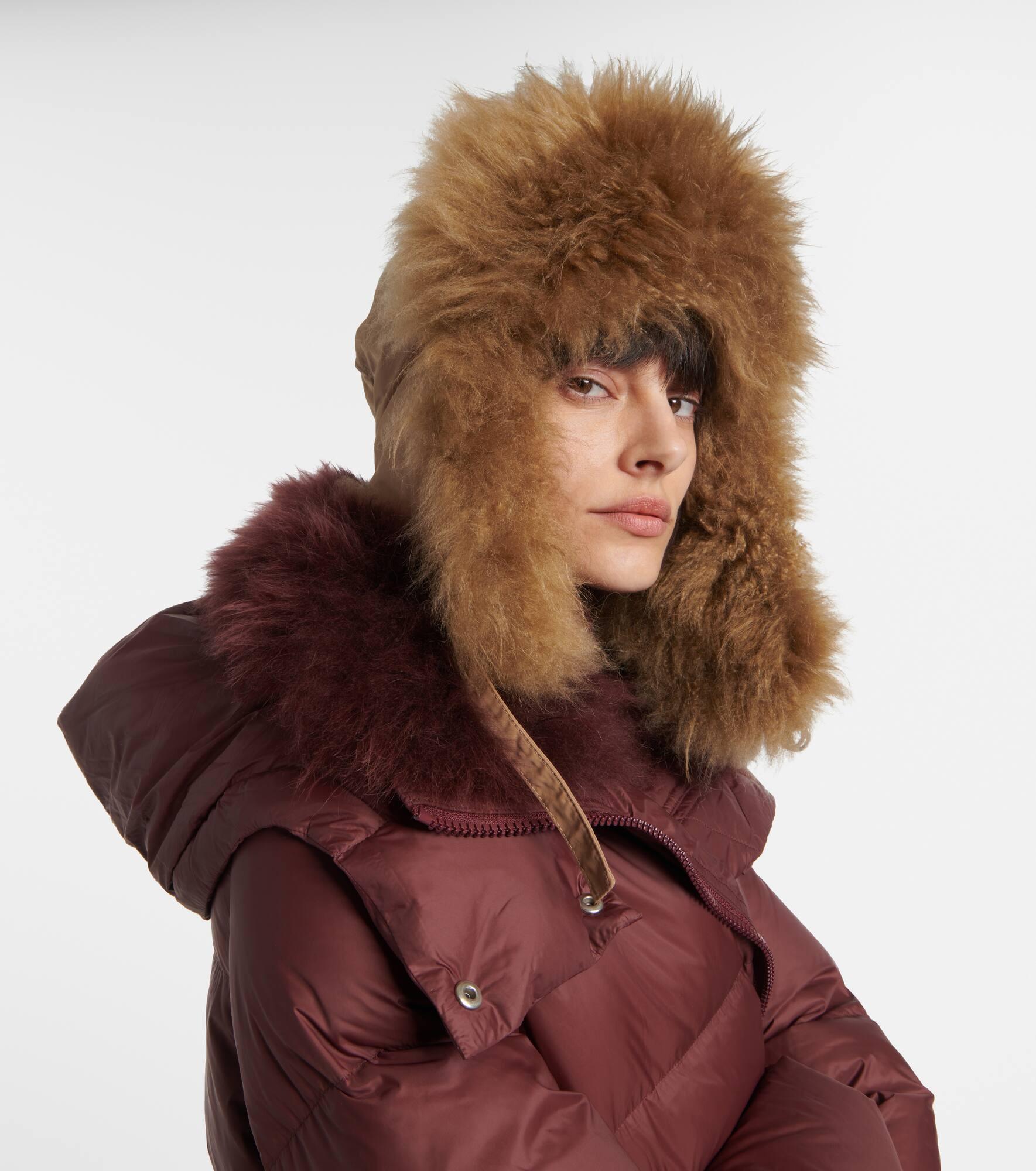 Shearling-trimmed down hat - 2