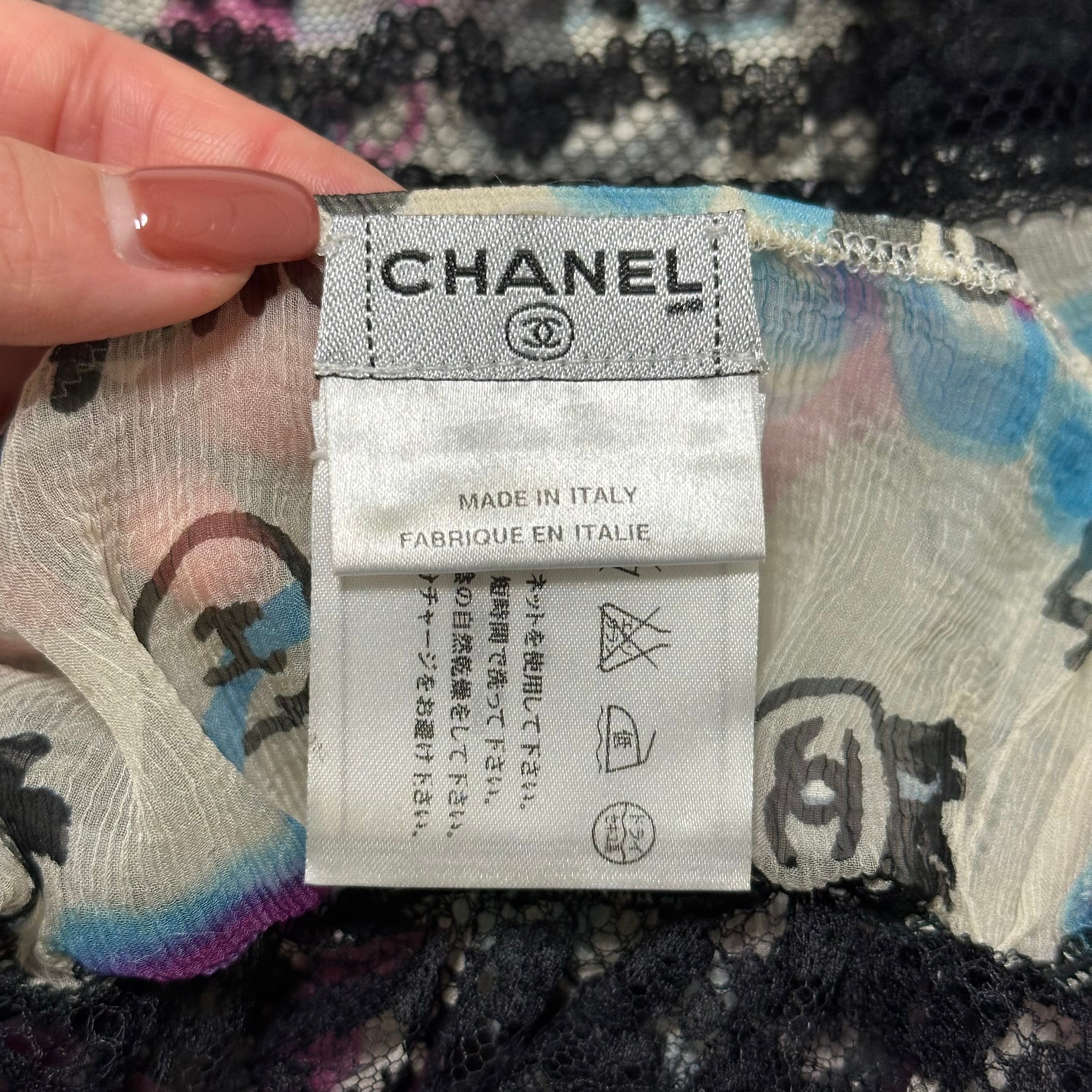 CHANEL Resort 2007 Graffiti Print Lace Trim Camisole - 5