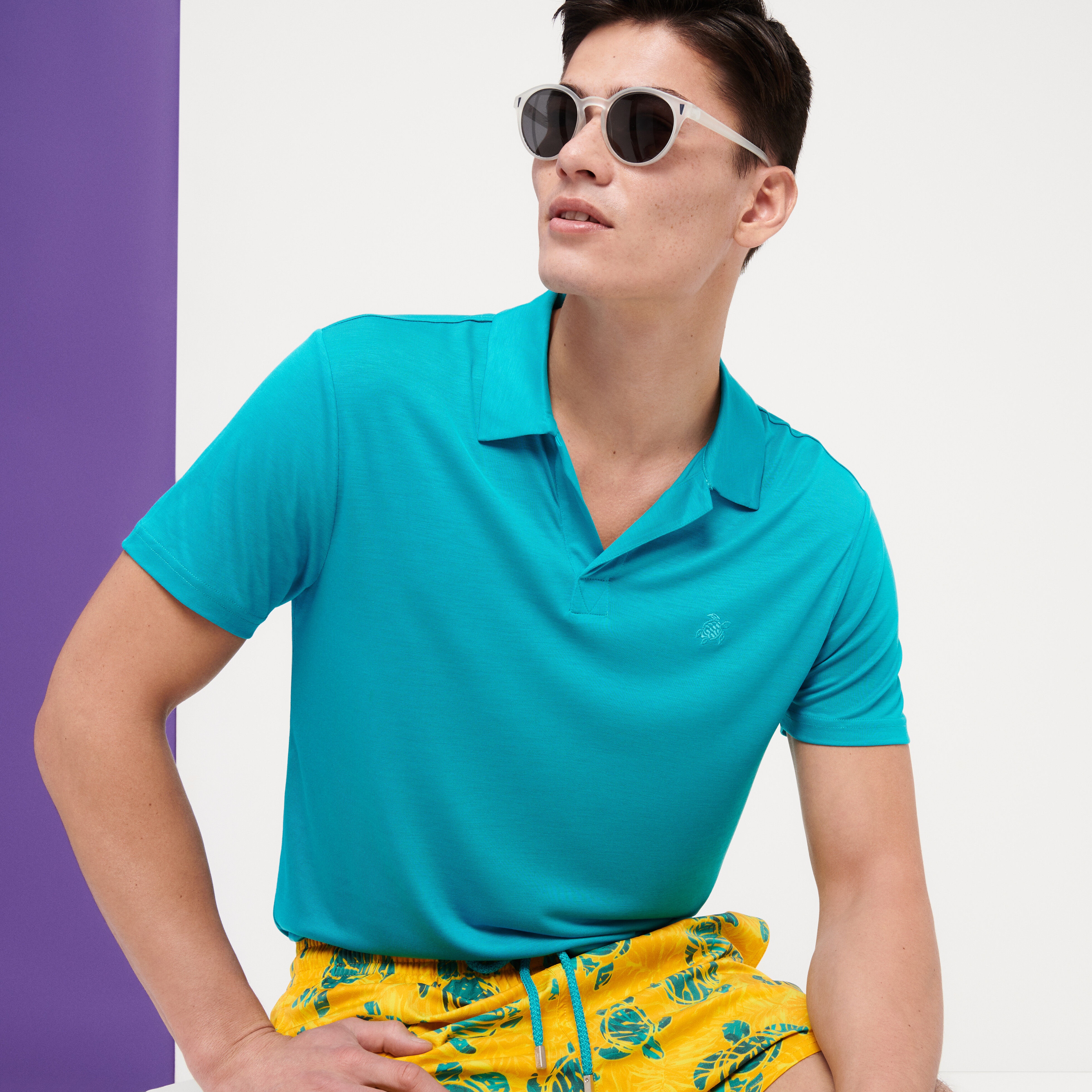 Men Tencel Polo Shirt Solid - 6