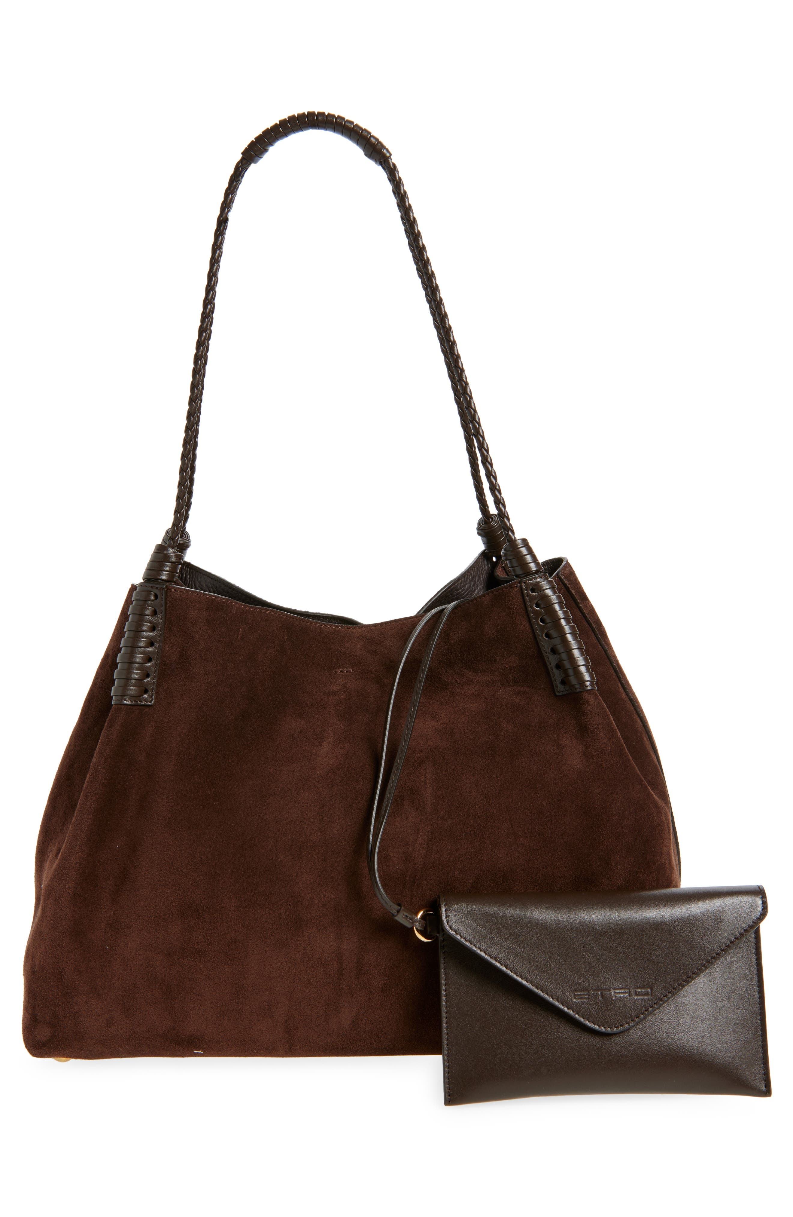 Etro Medium Libra Suede Shopping Tote in M0406 Dark Brown at Nordstrom - 4