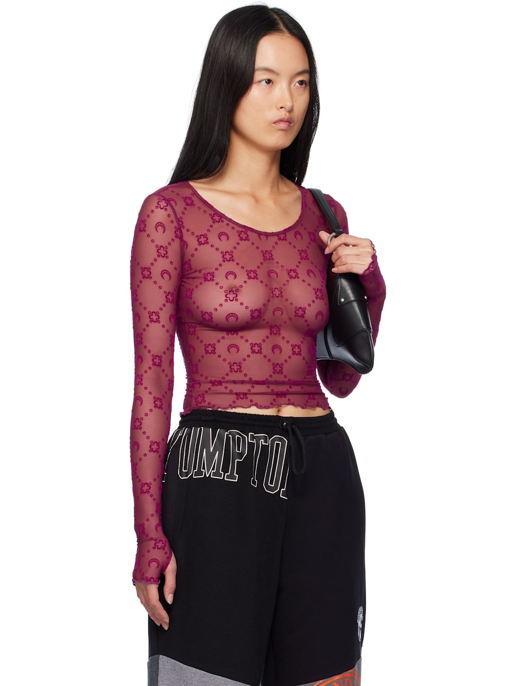 Purple Moonogram Second Skin Cropped T-shirt - 2