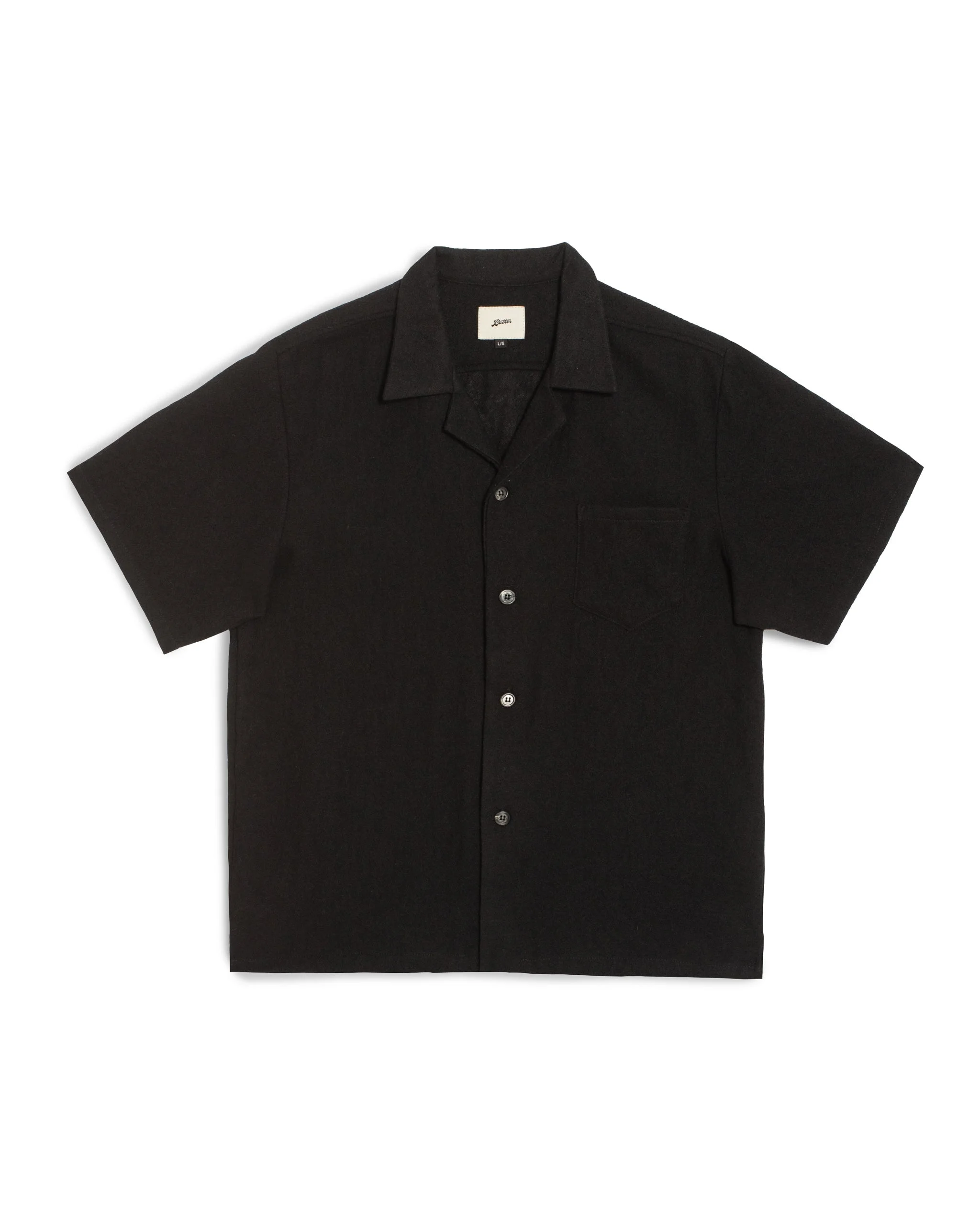 Black Wool Gauze Camp Shirt - 1