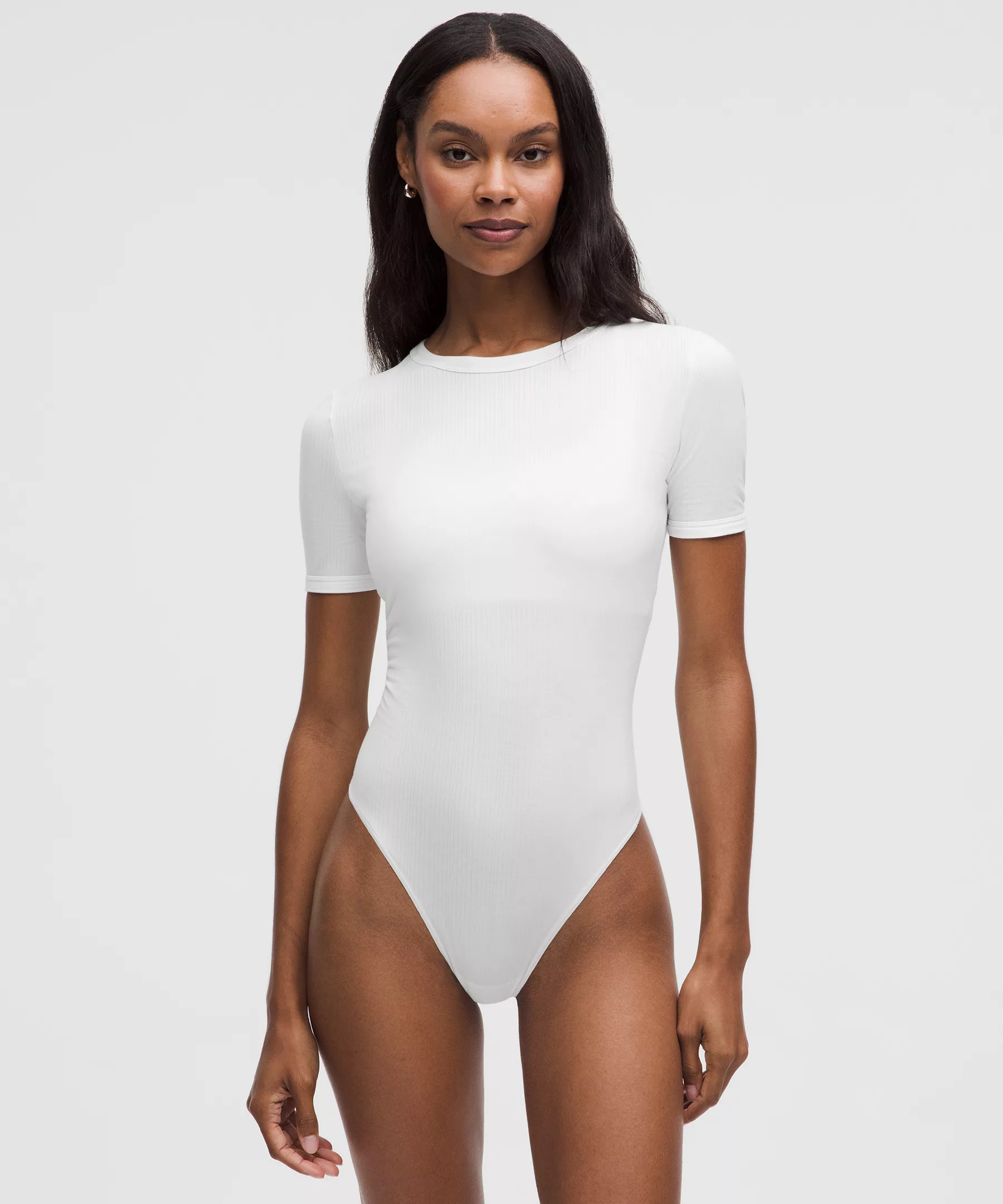 Stretch Cotton Ribbed Short-Sleeve Bodysuit - 1