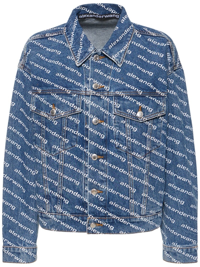 Alexander Wang Game logo print denim jacket | luisaviaroma