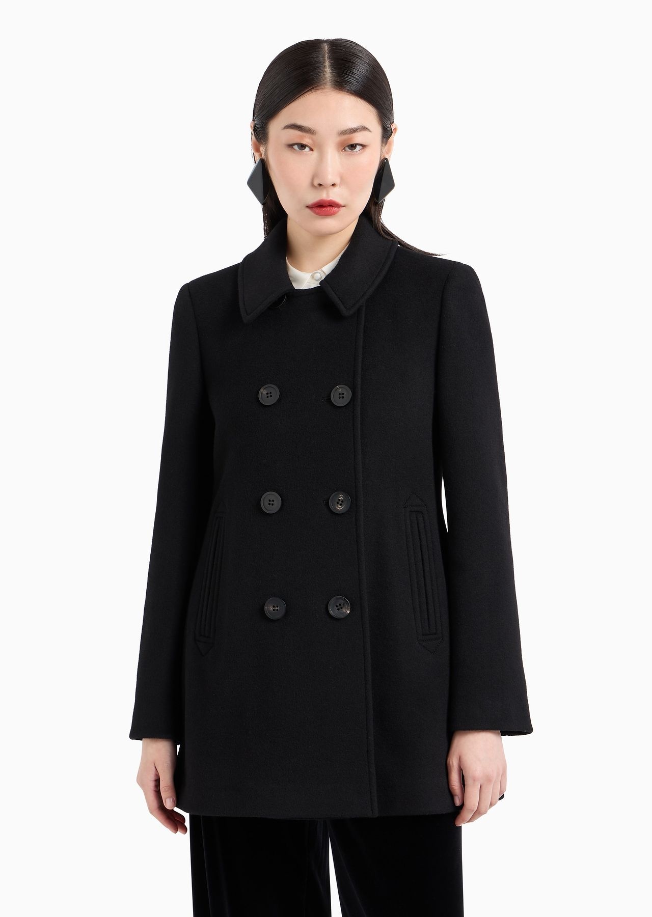 Double-breasted pea coat in Casentino wool - 2