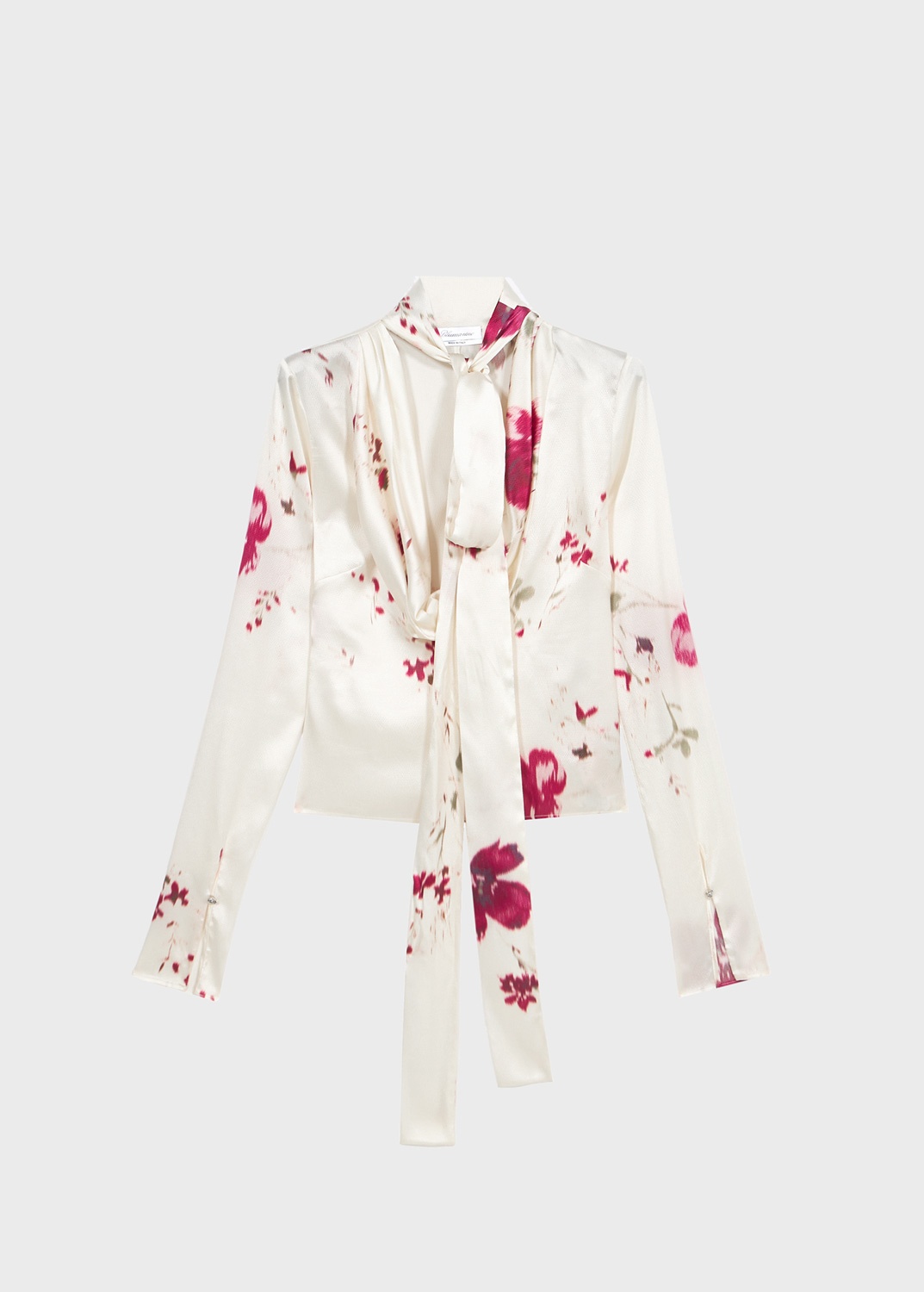 ROSES PRINT SILK SATIN BLOUSE - 1