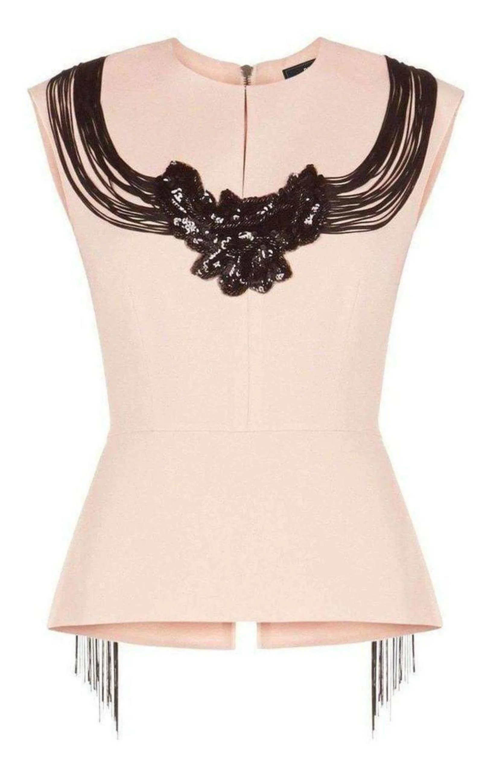 Virginie Beaded Fringe Peplum Top - 1