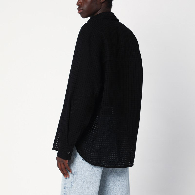 Séfr Black Wes Shirt In Mesh Cotton Men - 2