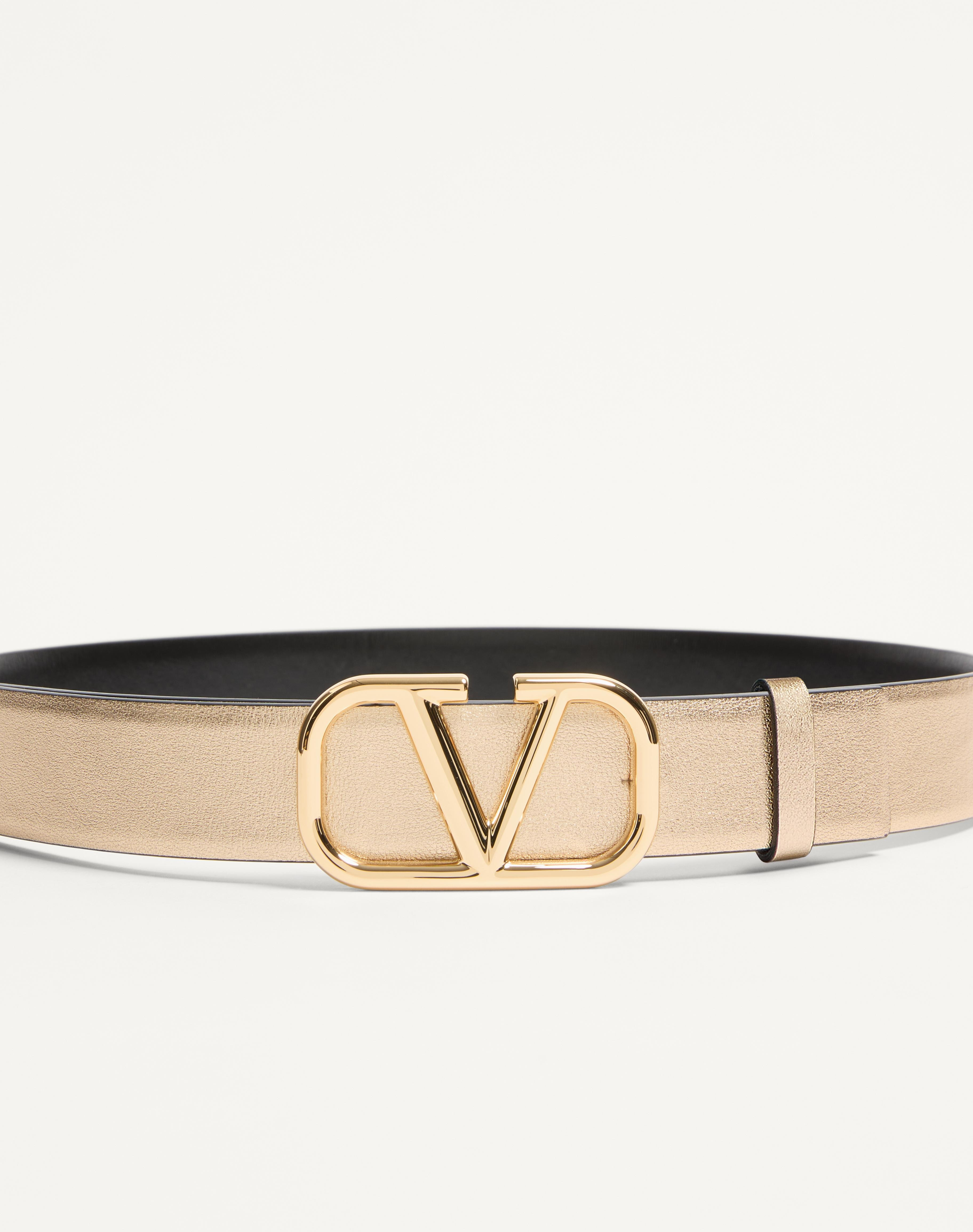 VLOGO SIGNATURE REVERSIBLE BELT IN METALLIC AND SHINY CALFSKIN 30 MM - 3