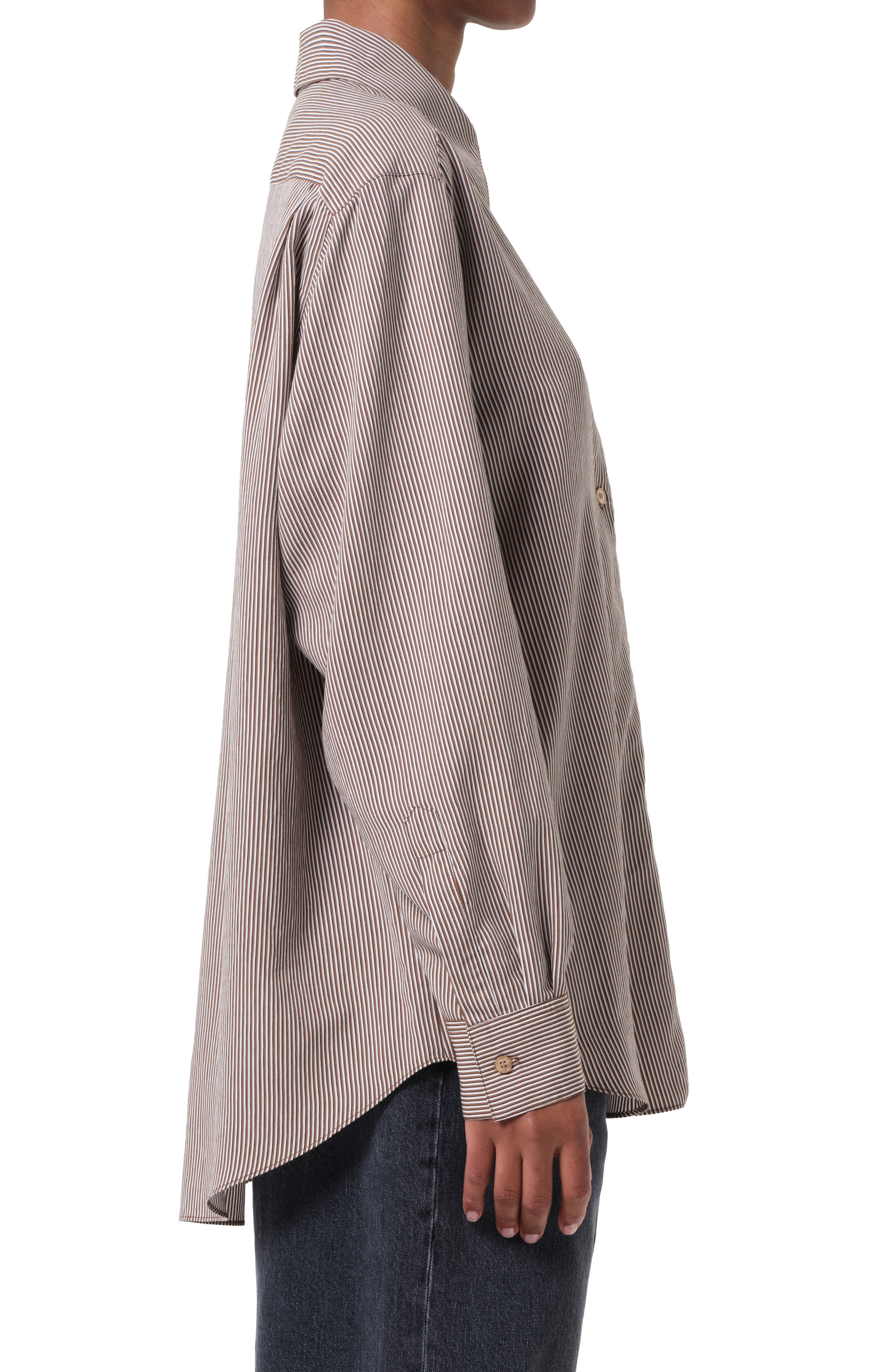 AGOLDE Aris Stripe Asymmetric Button-Up Shirt in Jakarta Stripe at Nordstrom - 3