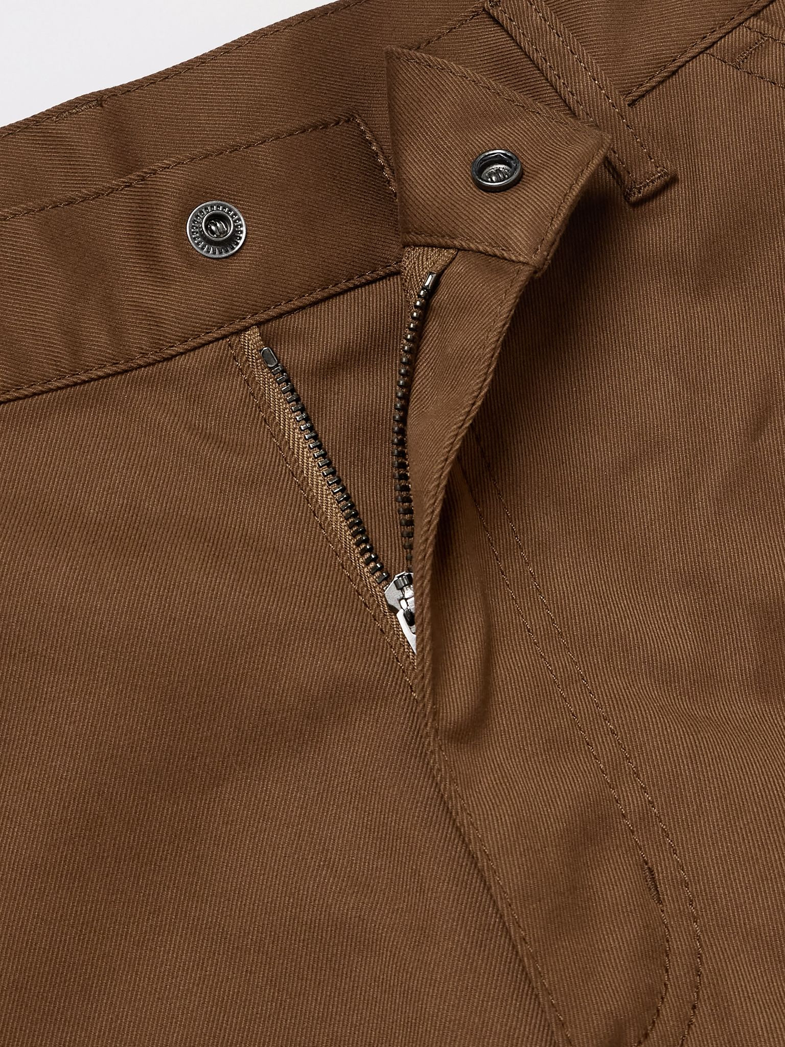 Straight-Leg Panelled Cotton-Blend Gabardine Trousers Brown - 6