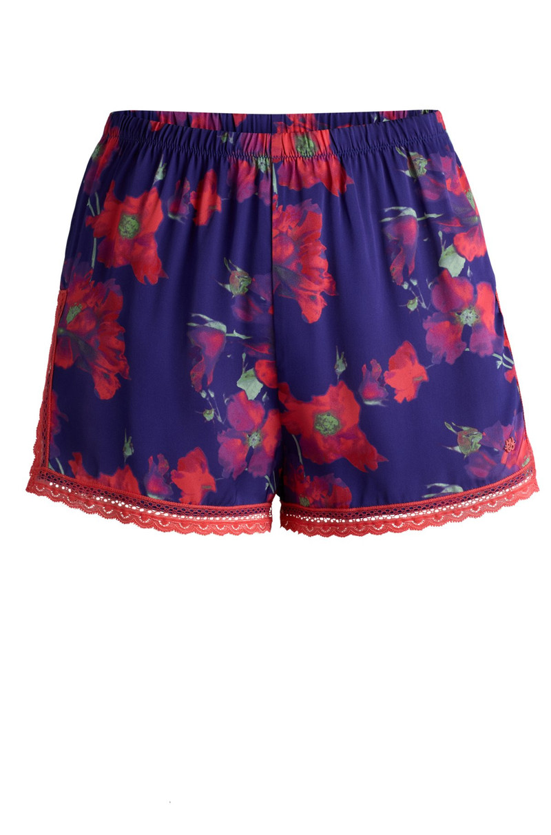 LACE-TRIM PAJAMA SHORTS IN SATIN 1