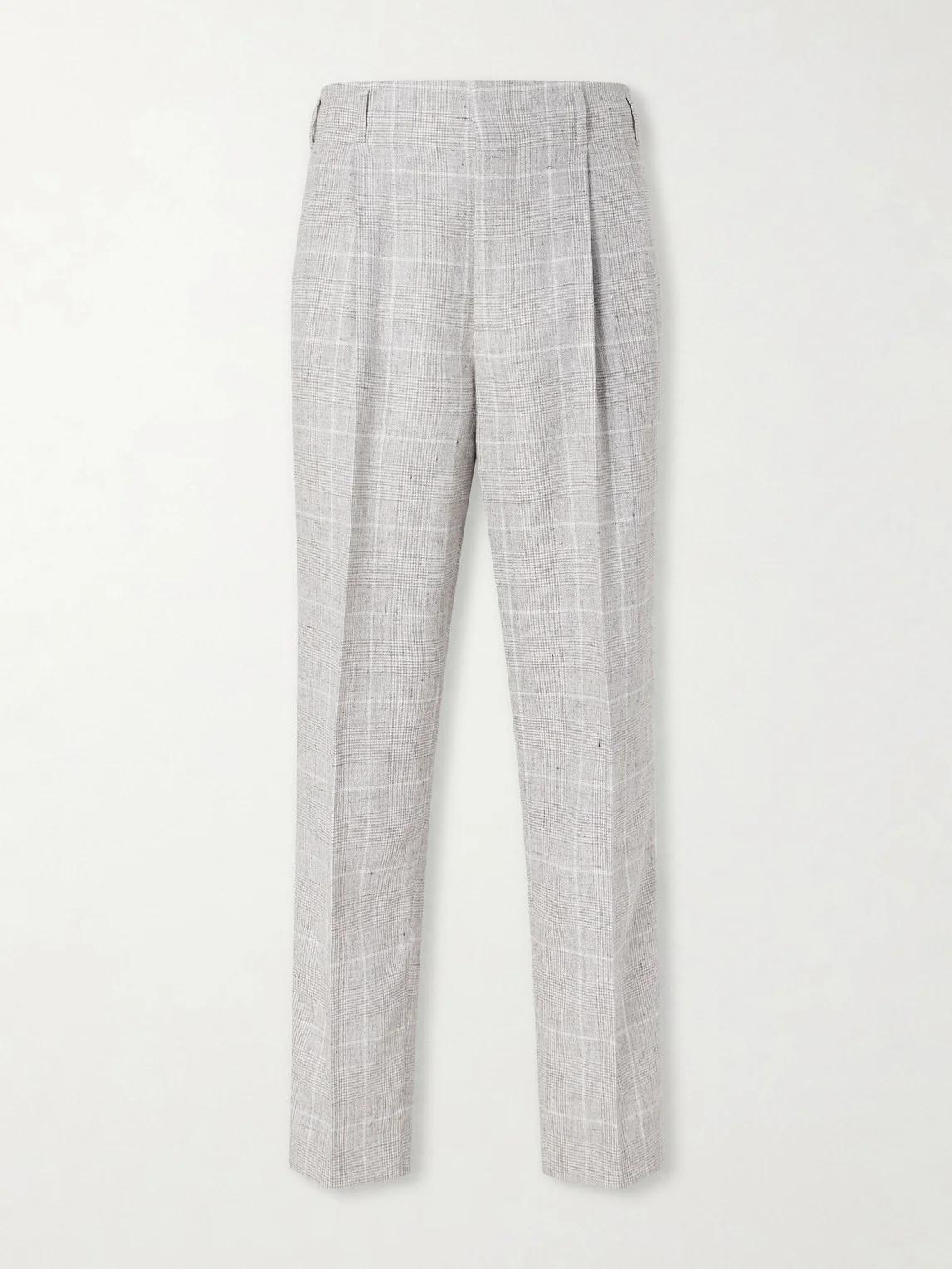 Pleated Checked Wool-Blend Suit Trousers - 1