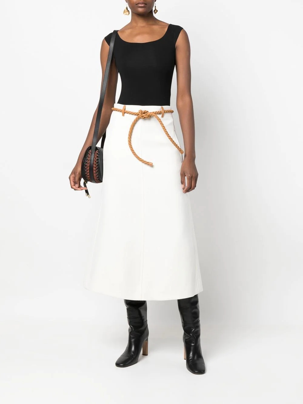 rope-style belted midi skirt - 2