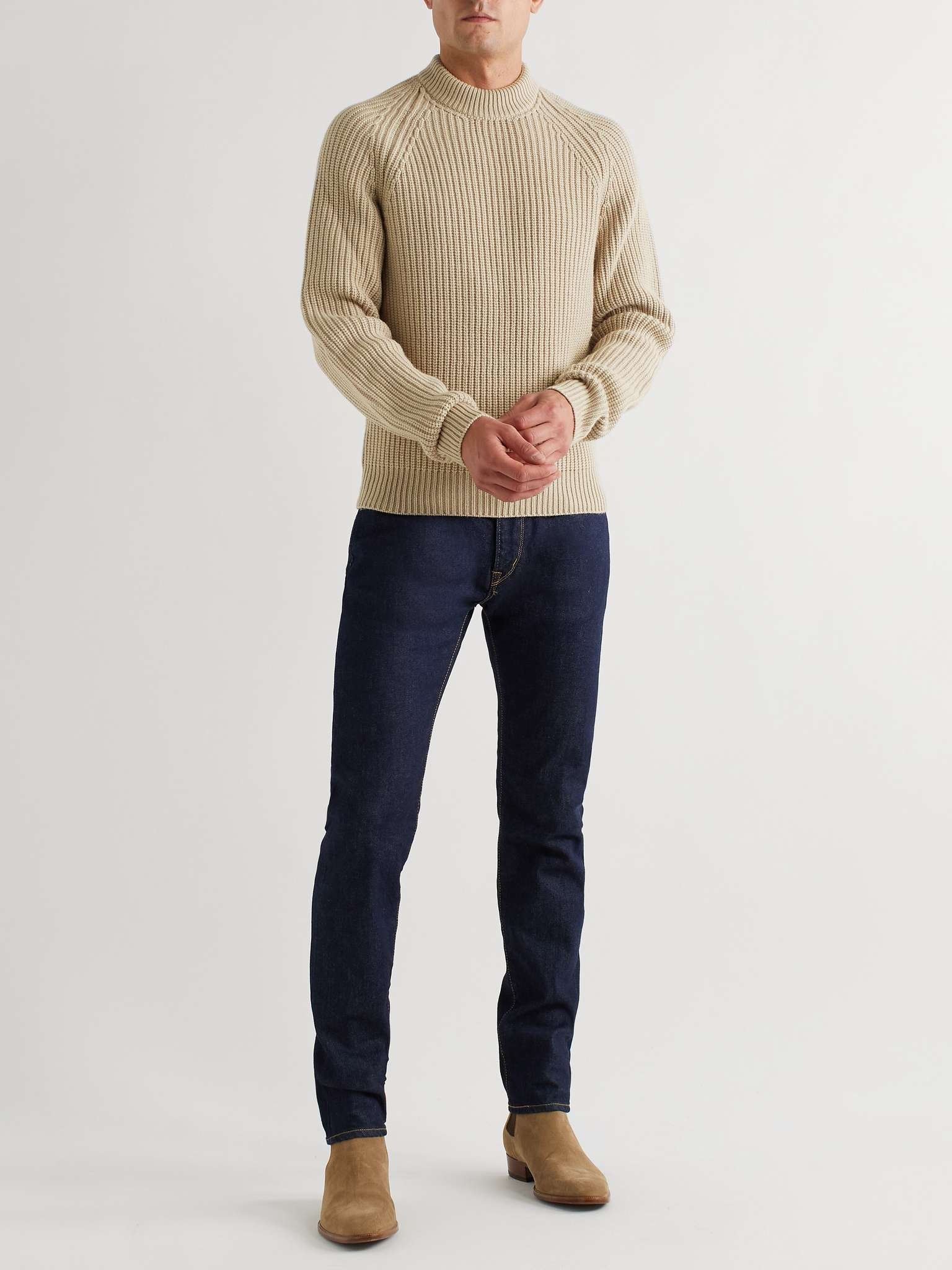 Ribbed Cashmere Mock-Neck Sweater - 2