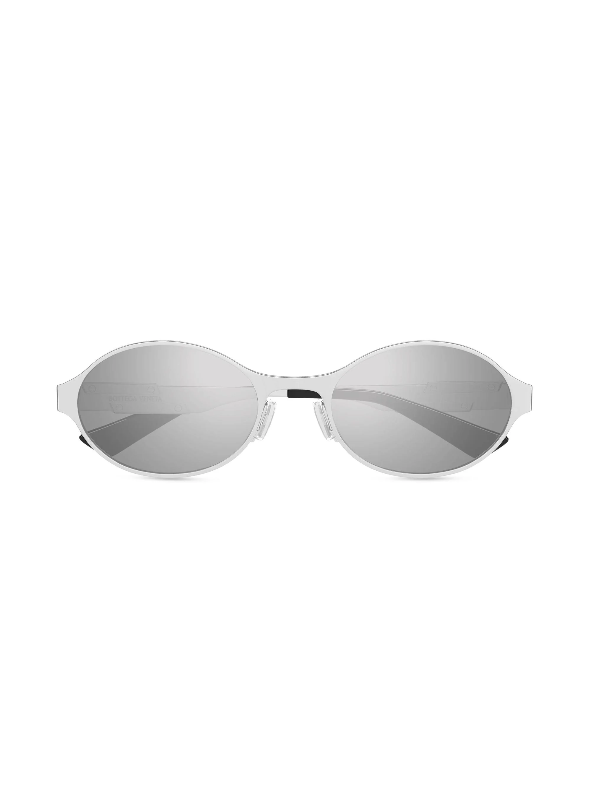 Women's Dash Ribbon Metal 55MM Oval Sunglasses - Silver Grey - 1