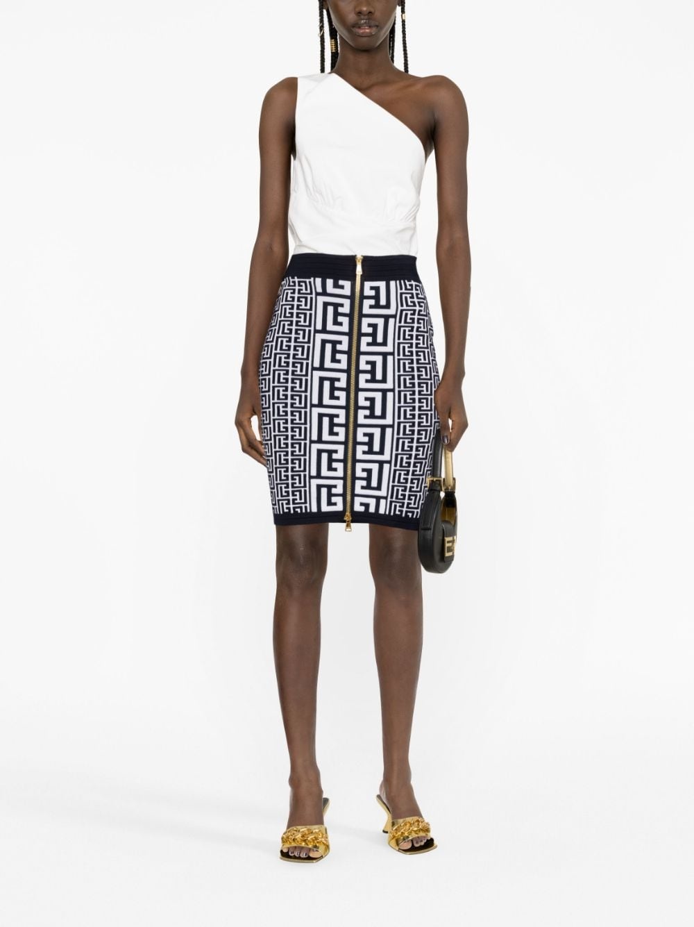 monogram-intarsia knit skirt - 2