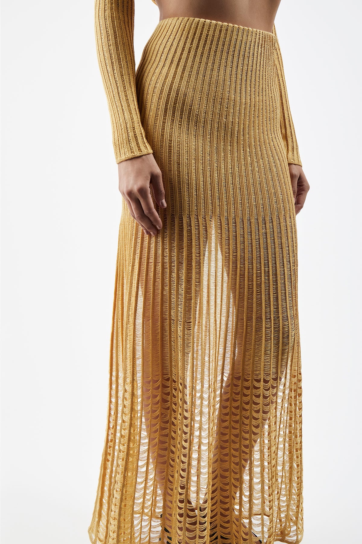 Althea Skirt in Gold Shappe Silk - 5