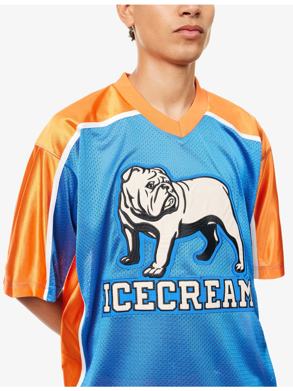 Bulldog Logo-Embroidery Football Jersey Top - 5