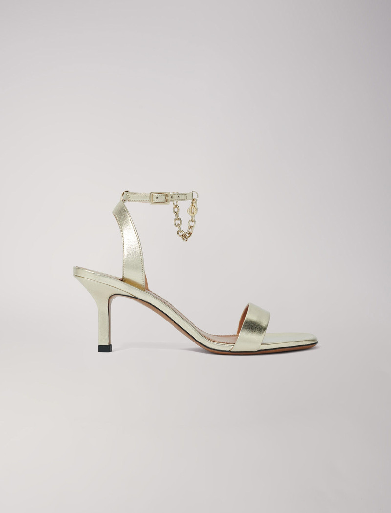 Gold metallic leather sandals 1