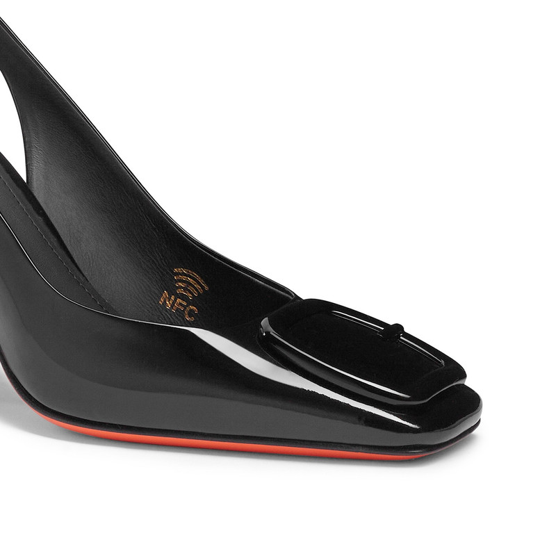 Women’s black patent leather high-heel slingback 6
