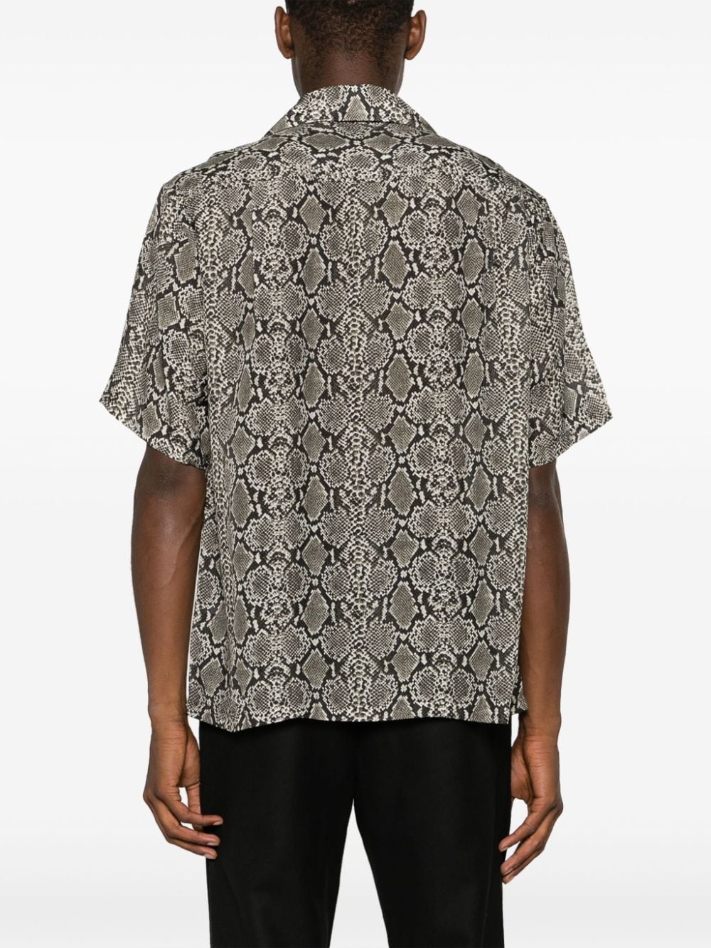 short-sleeve snakeskin-print shirt - 4