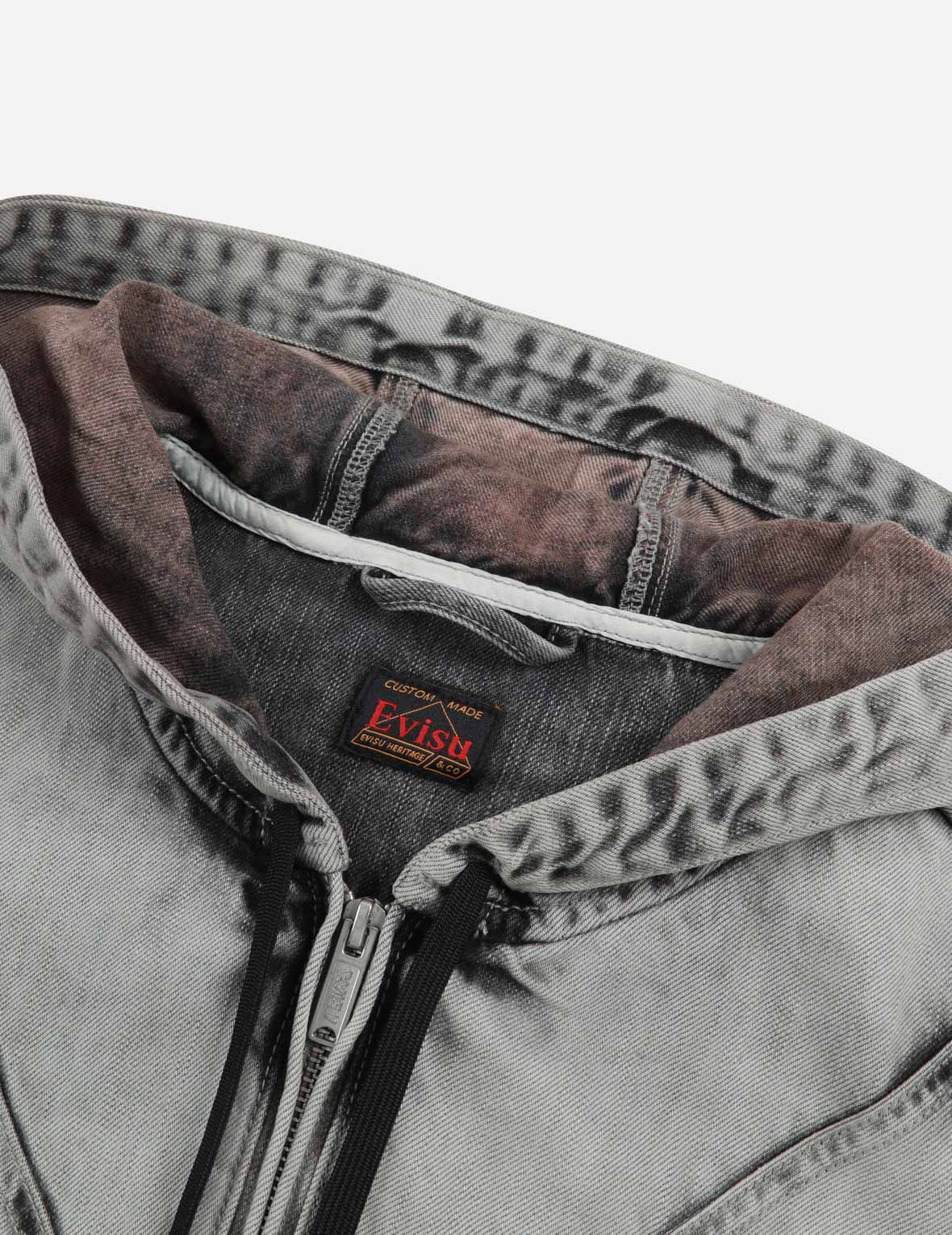 KOINOBORI AND SEAGULL EMBROIDERY LOOSE FIT HOODED DENIM JACKET - 9