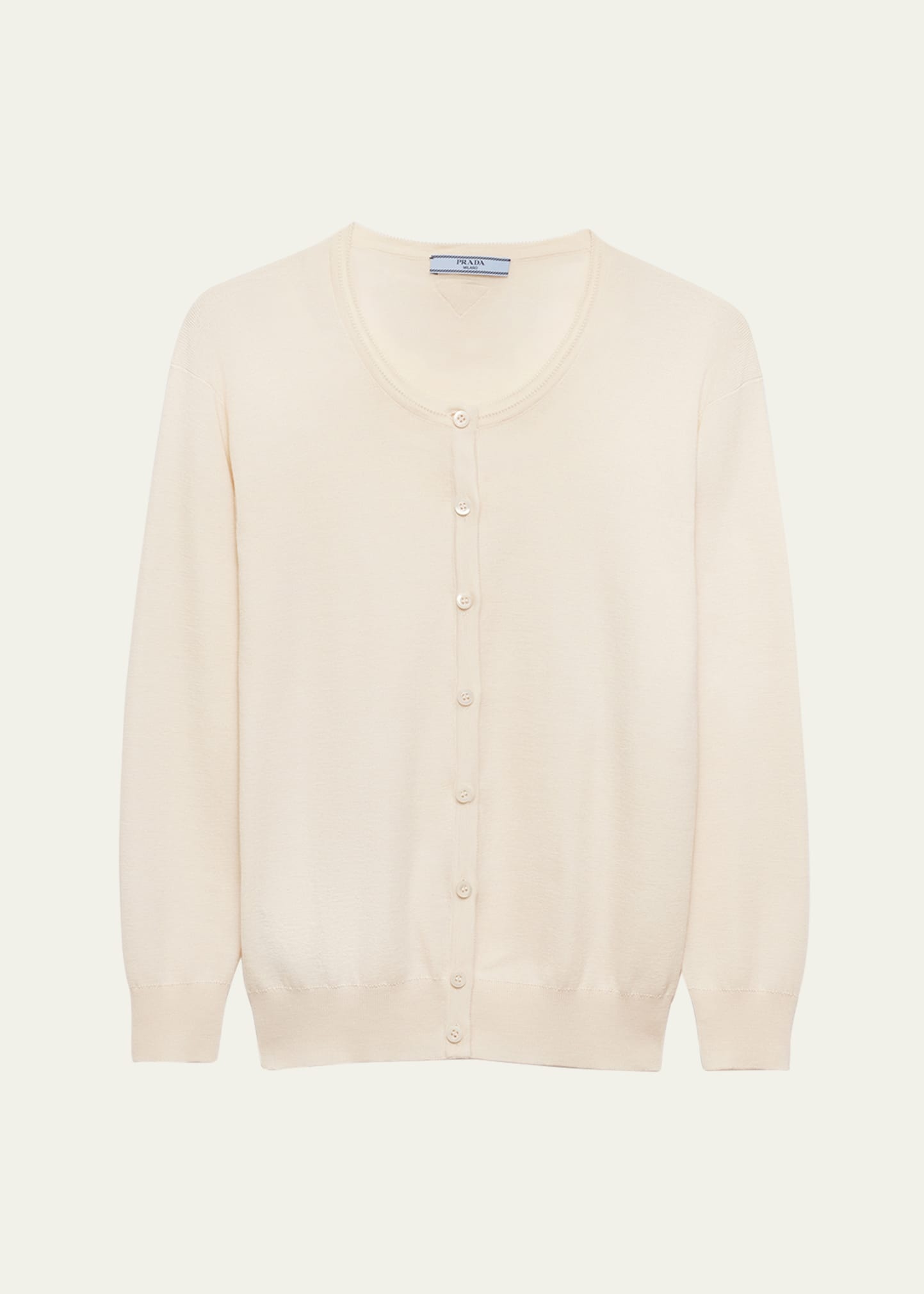 Silk-Cotton Double Crewneck Cardigan - 1