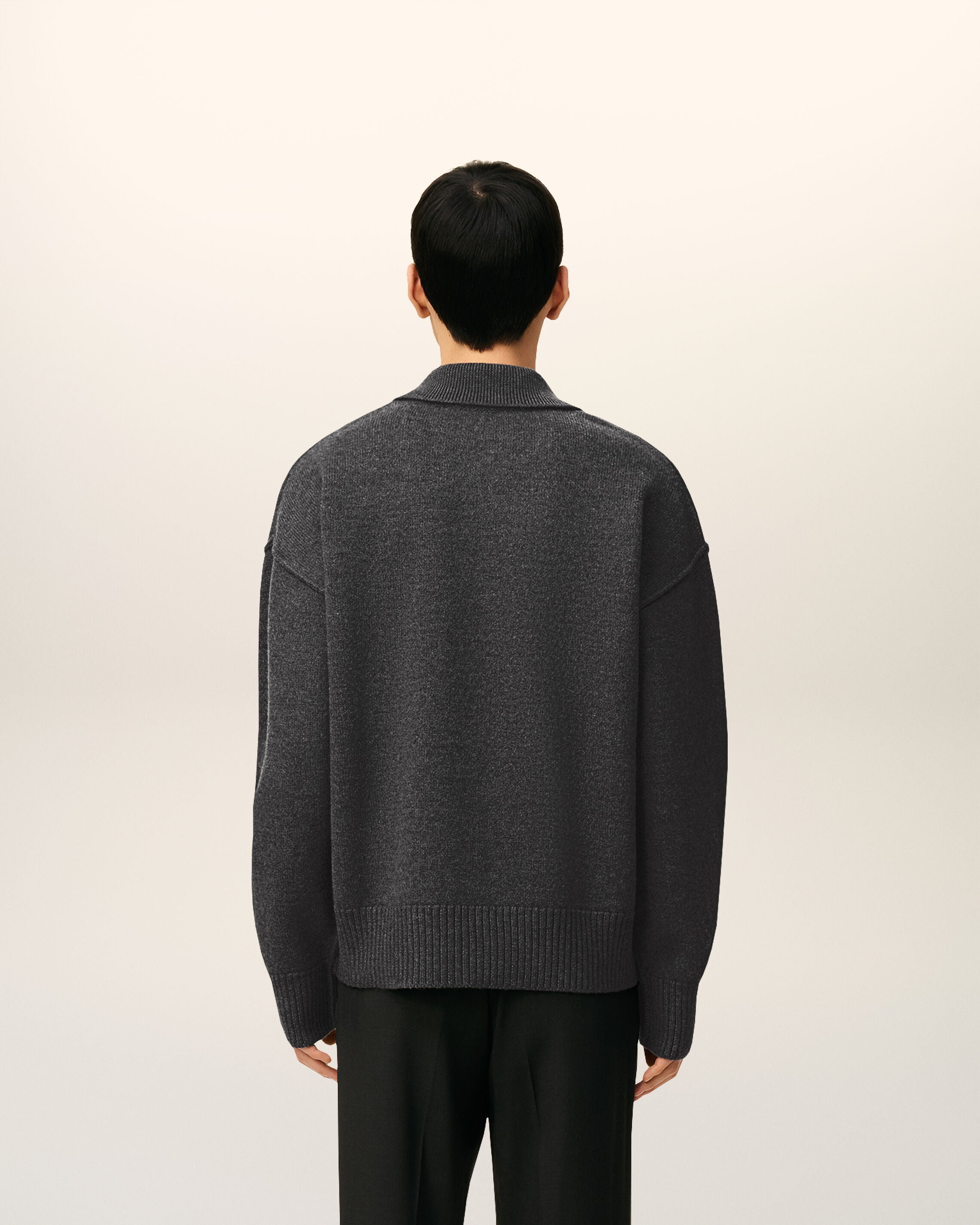 GREY WOOL AMI DE COEUR POLO - 5