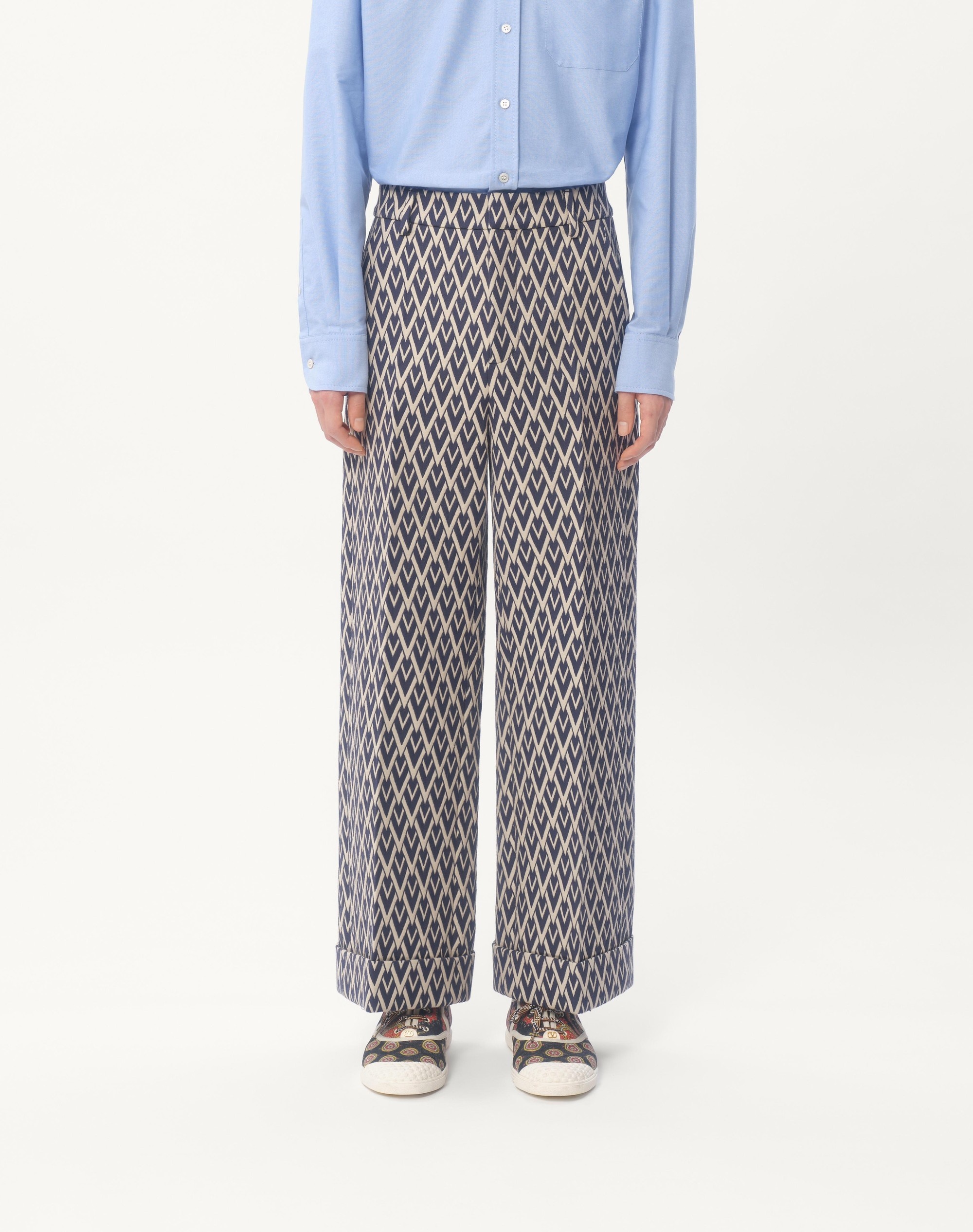 WOOL PANTS WITH CUFFS WITH TOUTE LA V JACQUARD PATTERN - 5