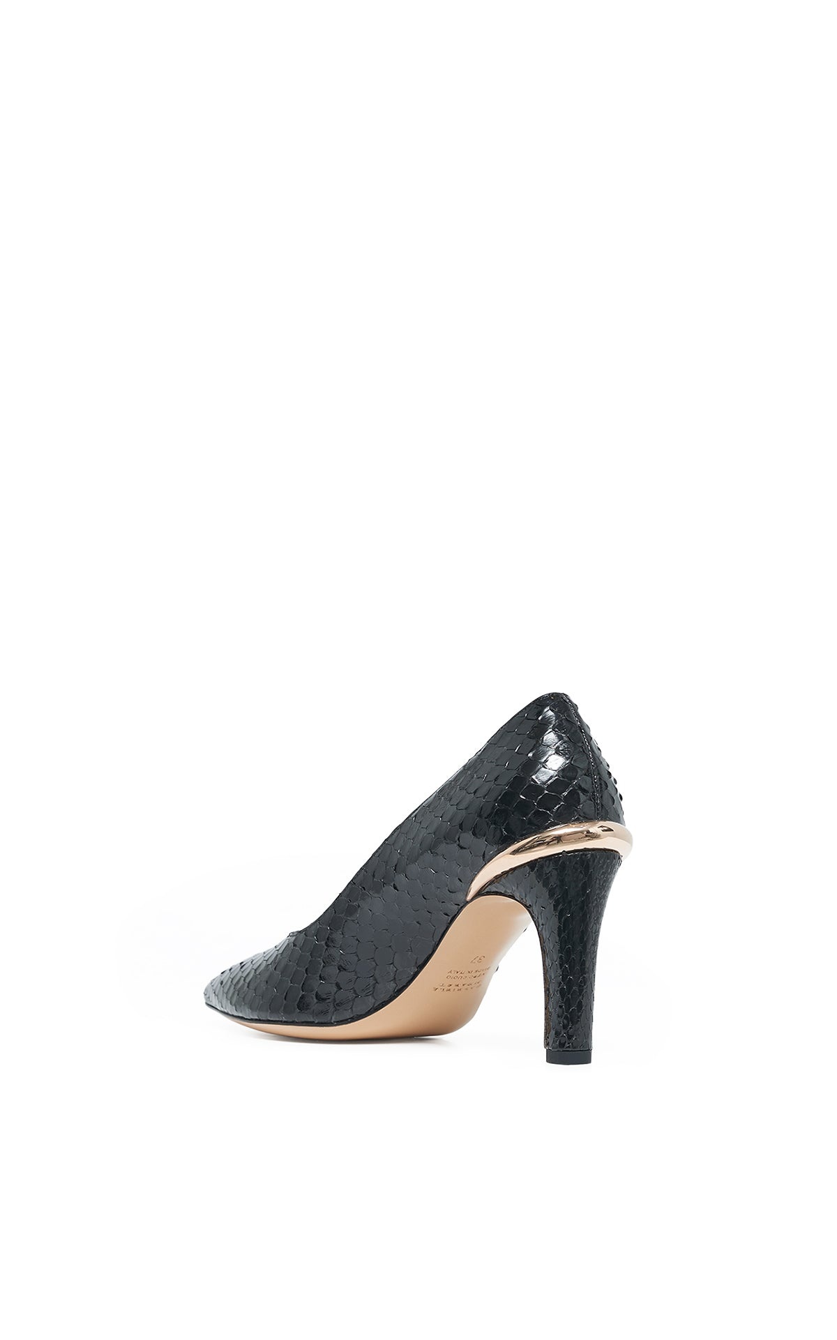 Edwina High Heel Stiletto Pump in Black Snakeskin - 4