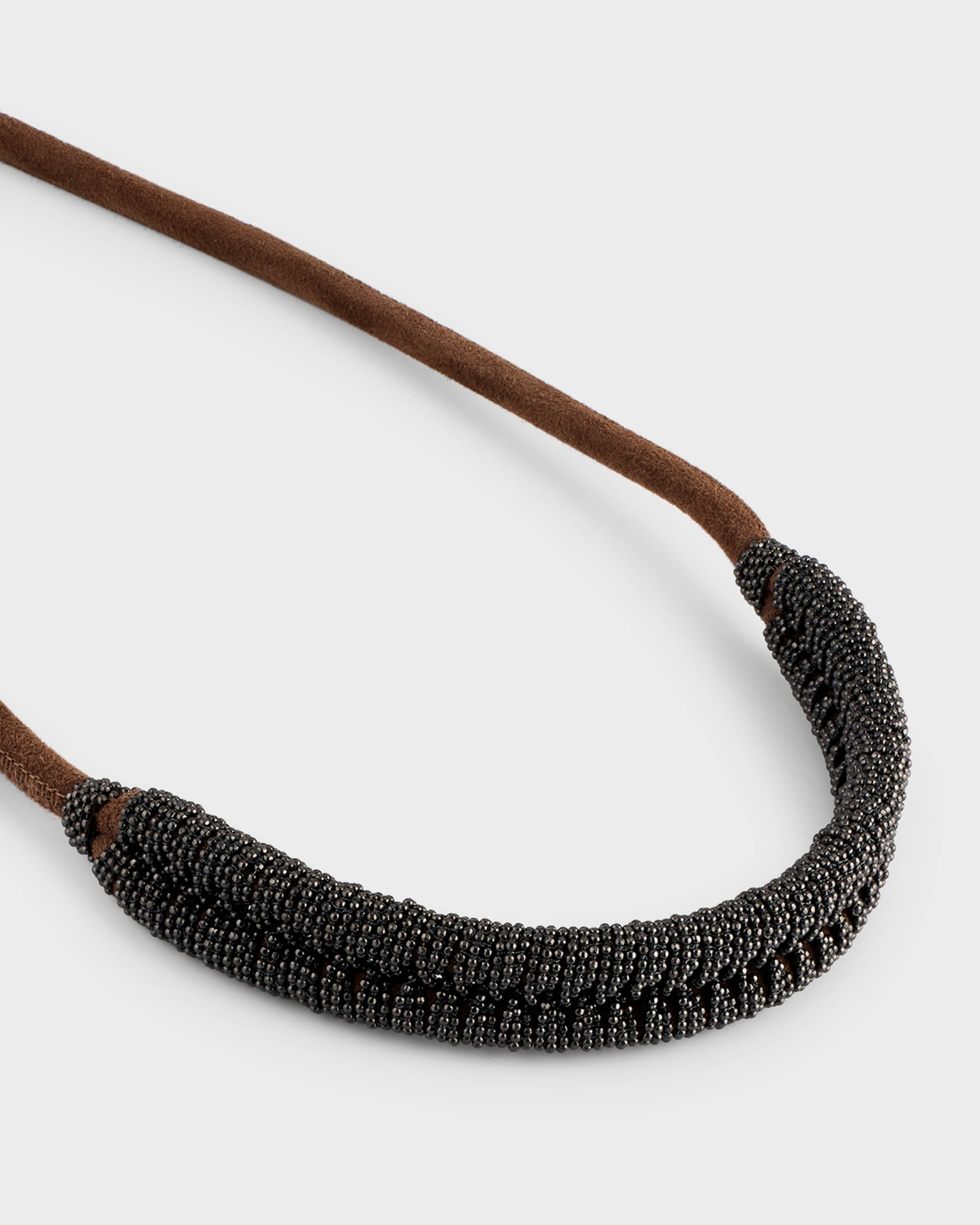 Monili Braided Leather Choker Necklace - 4