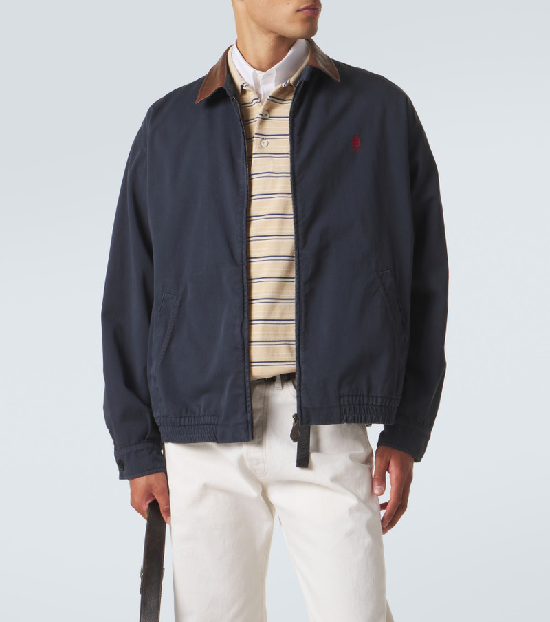 Prada Leather-trimmed cotton canvas blouson jacket outlook